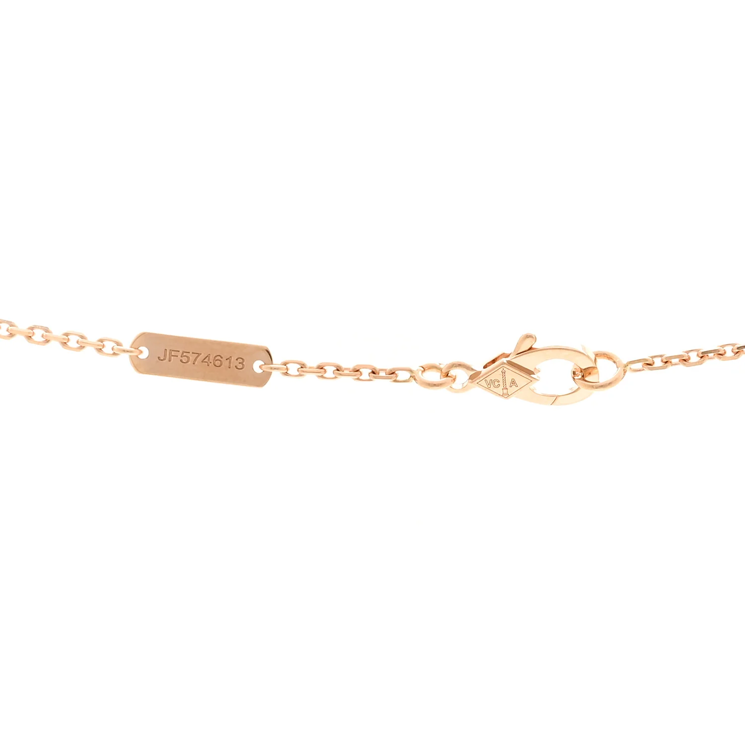 18K Rose Gold Gray Mother of Pearl Vintage Alhambra Pendant Necklace - Image 4
