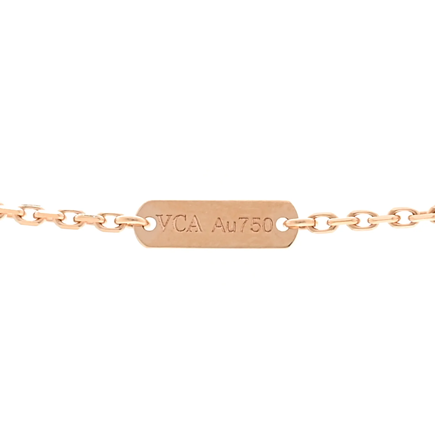 18K Rose Gold Gray Mother of Pearl Vintage Alhambra Pendant Necklace - Image 5