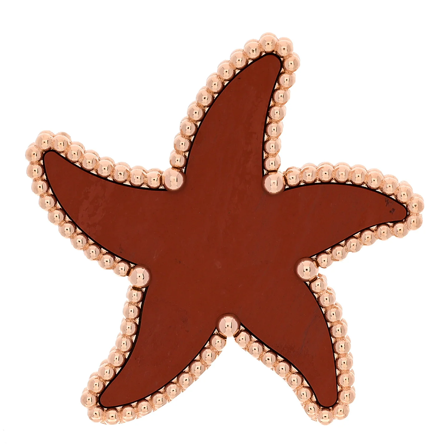 18K Rose Gold Jasper Lucky Summer Starfish Brooch Pin