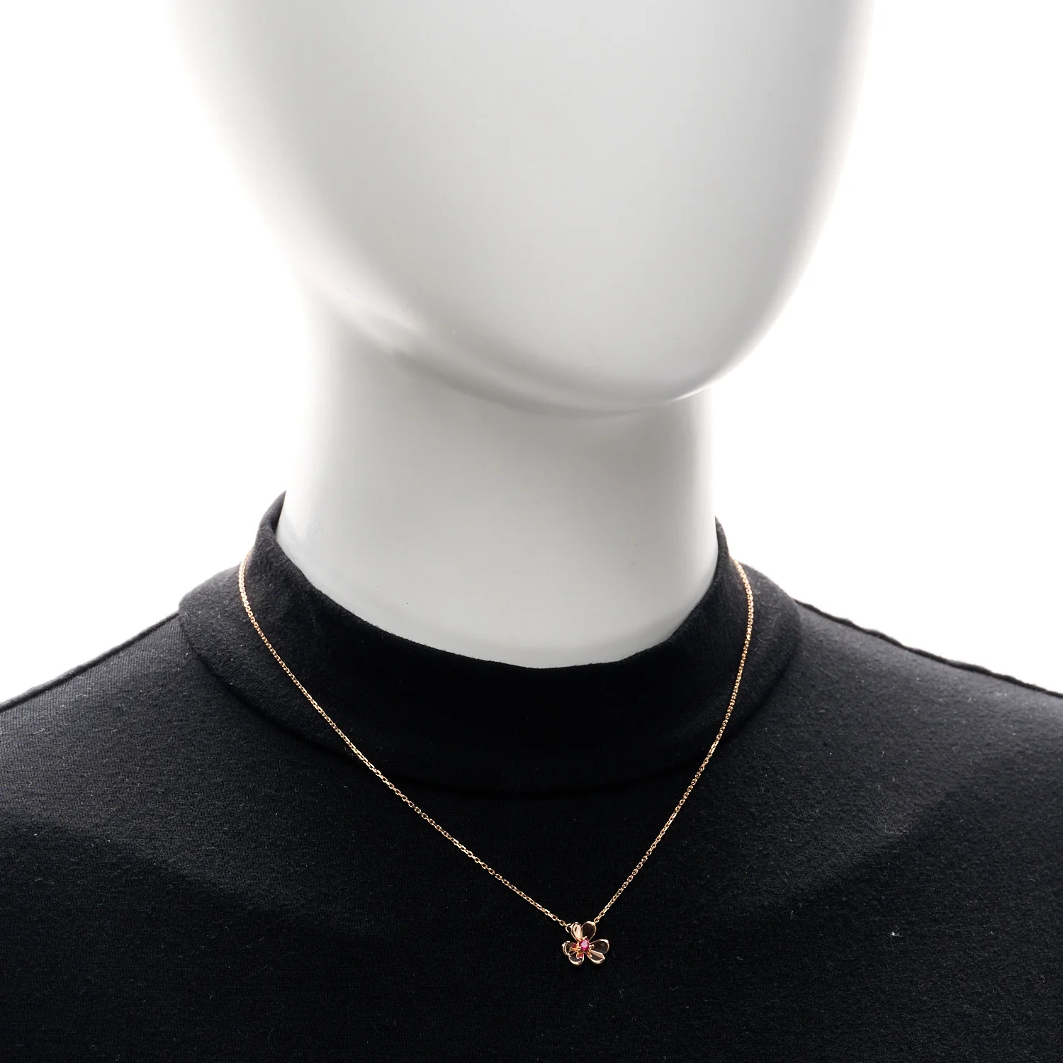 18K Rose Gold Ruby Mini Frivole Pendant Necklace - Image 2