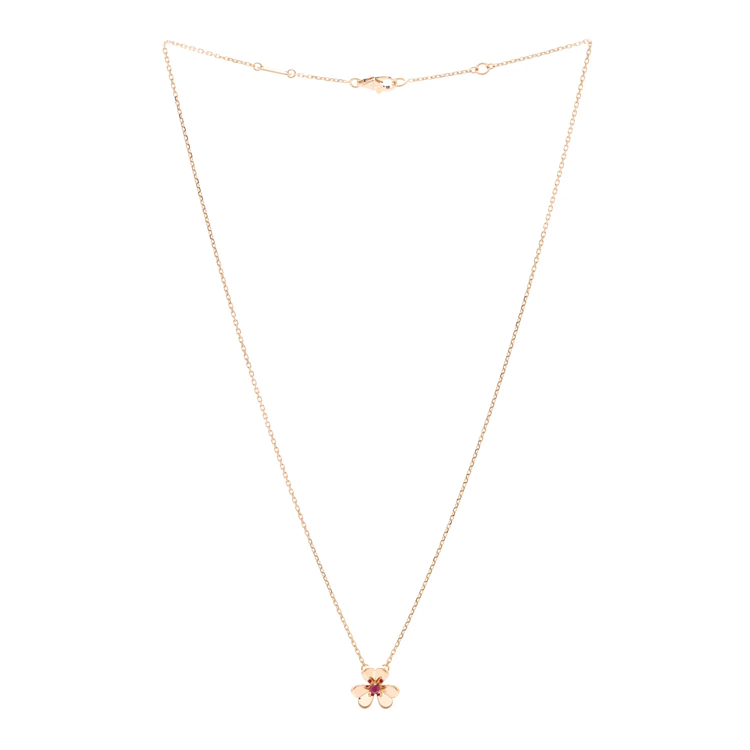 18K Rose Gold Ruby Mini Frivole Pendant Necklace - Image 3