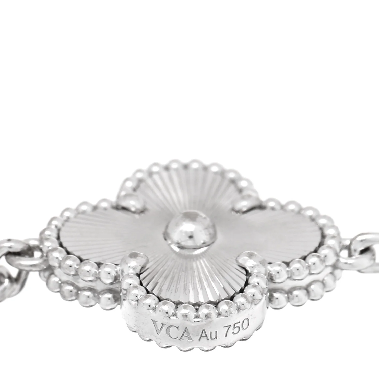 18K White Gold 5 Motifs Guilloche Vintage Alhambra Bracelet - Image 3