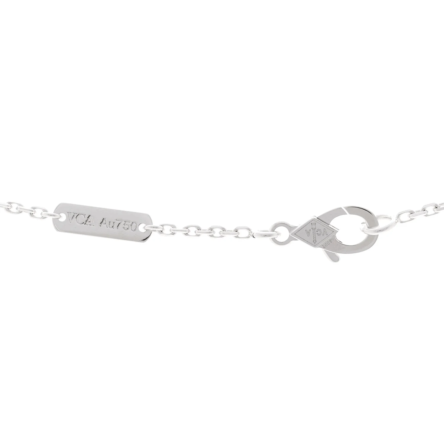 18K White Gold Chalcedony Vintage Alhambra Pendant Necklace - Image 4