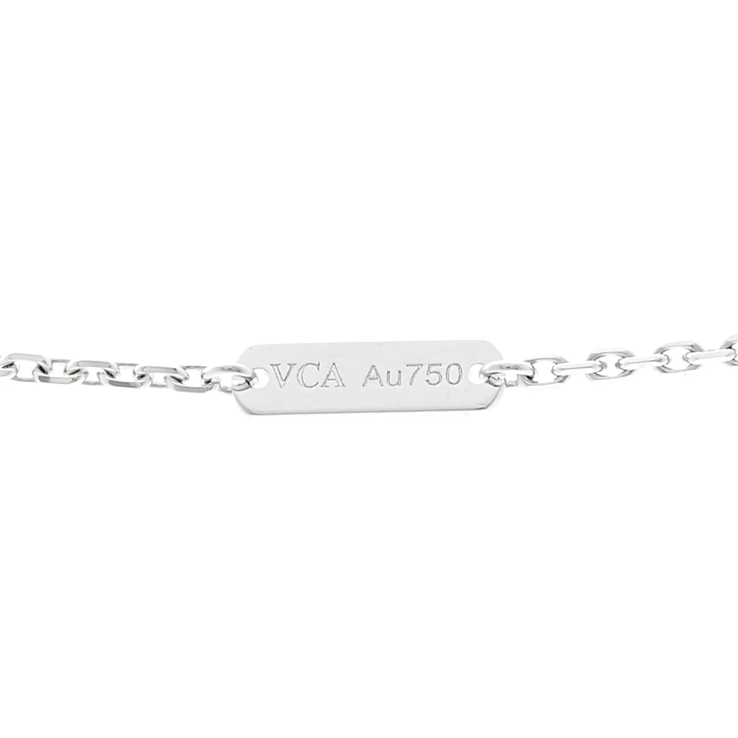 18K White Gold Chalcedony Vintage Alhambra Pendant Necklace - Image 5