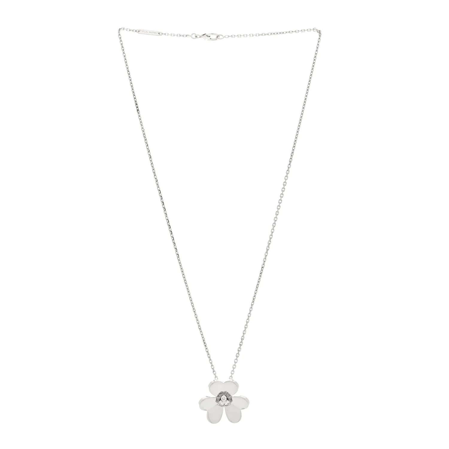 18K White Gold Diamond Large Frivole Pendant Necklace - Image 3