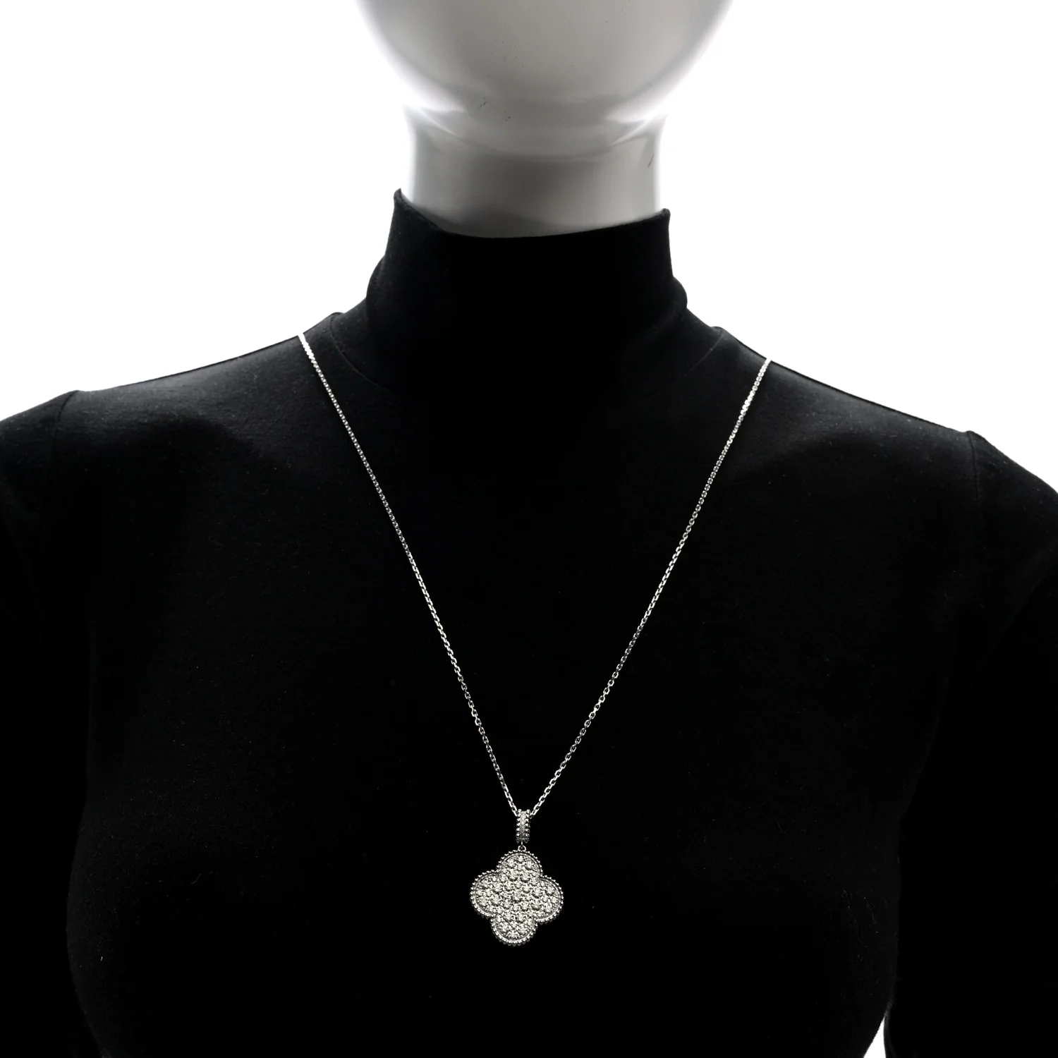 18K White Gold Diamond Magic Alhambra Long Necklace - Image 4