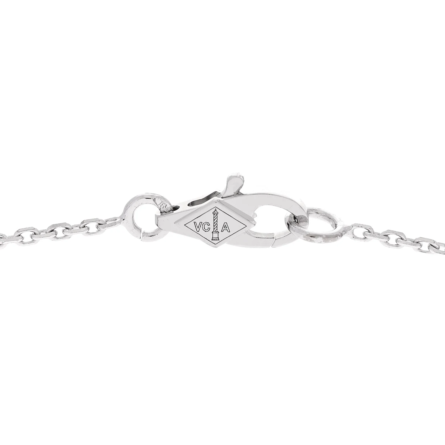 18K White Gold Diamond Sweet Alhambra Pendant Necklace - Image 4