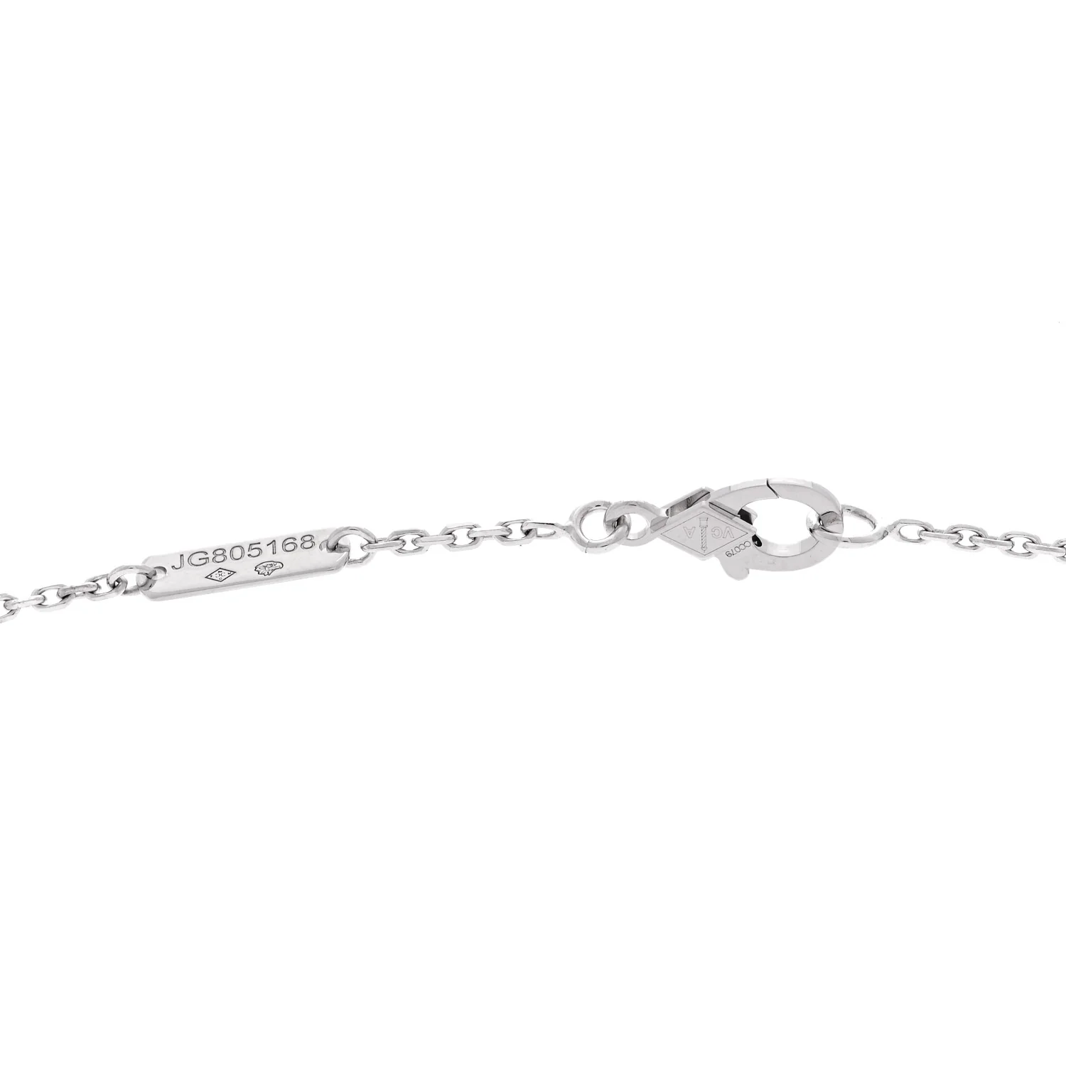 18K White Gold Diamond Vintage Alhambra Pendant Necklace - Image 4