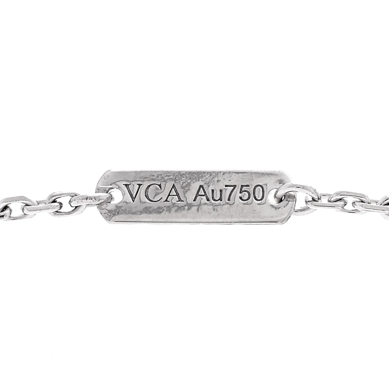 18K White Gold Diamond Vintage Alhambra Pendant Necklace - Image 5