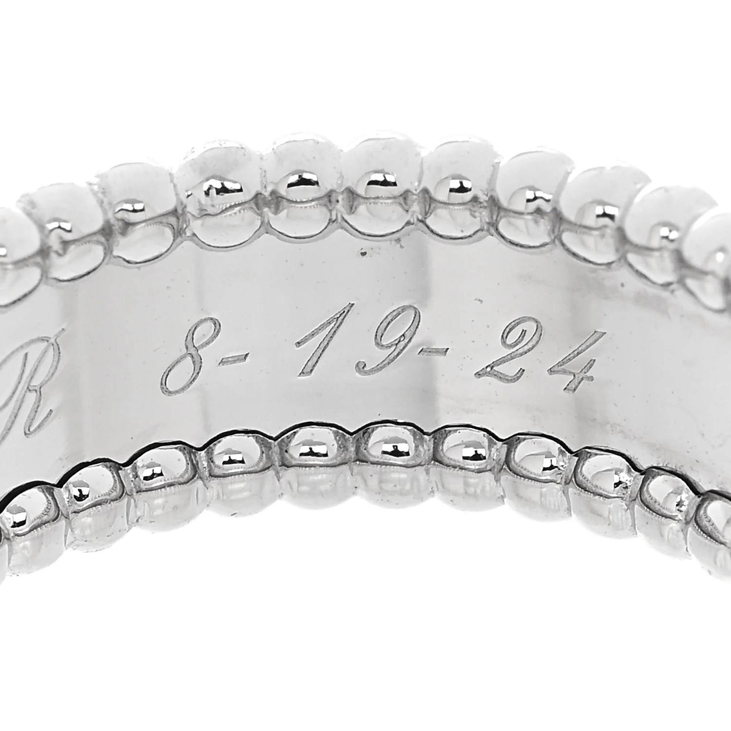 18K White Gold Perlee Signature Ring 58 8.25 - Image 5