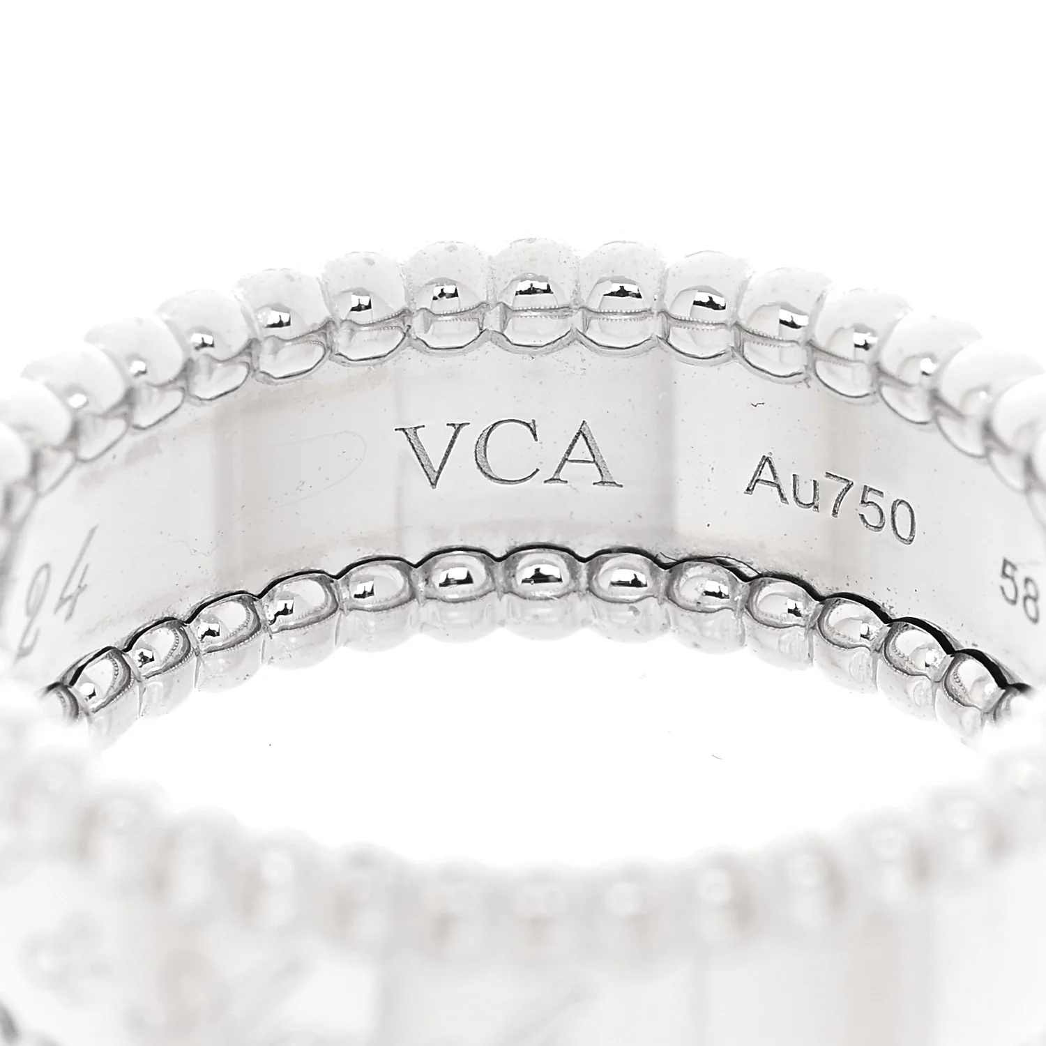 18K White Gold Perlee Signature Ring 58 8.25 - Image 6