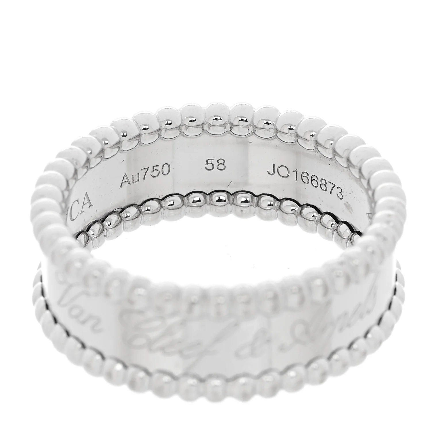 18K White Gold Perlee Signature Ring 58 8.25 - Image 7