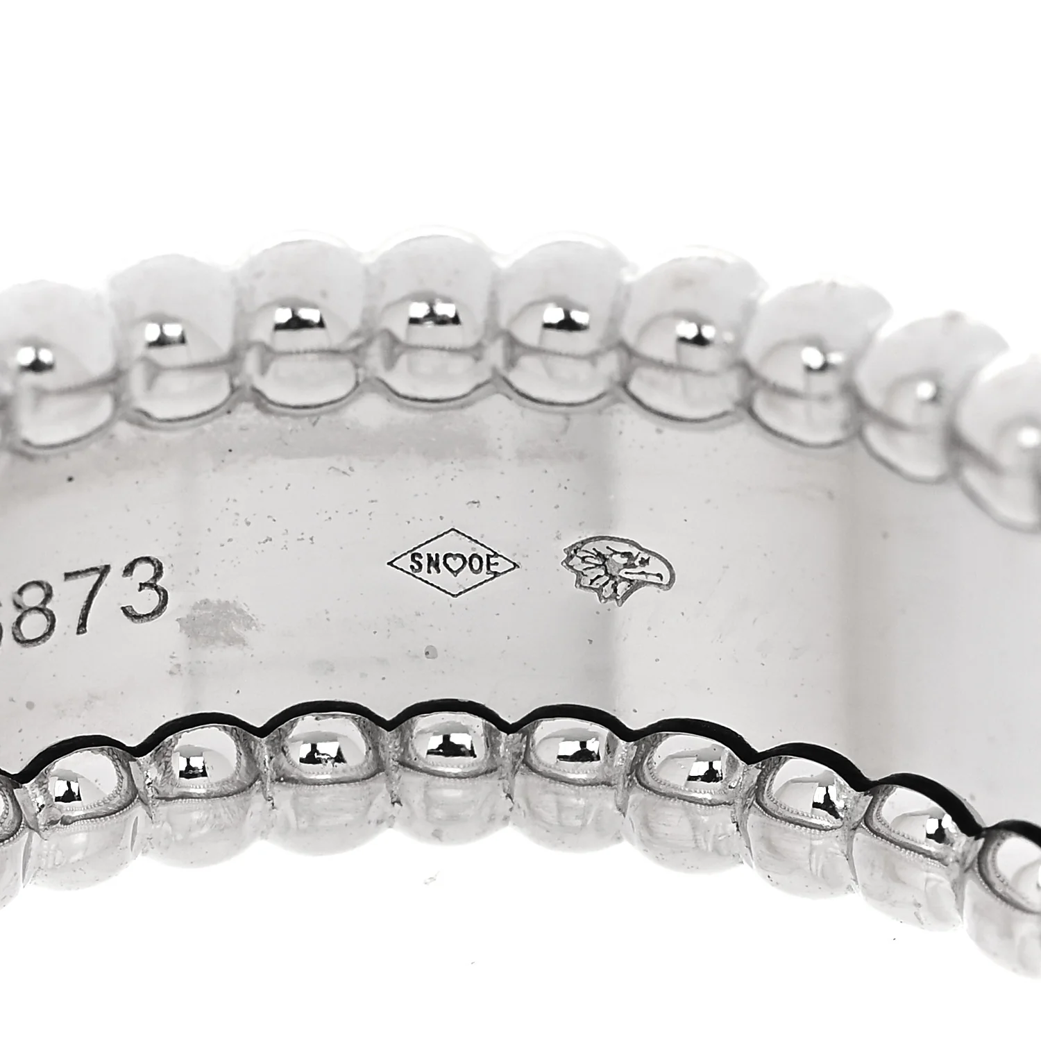 18K White Gold Perlee Signature Ring 58 8.25 - Image 8