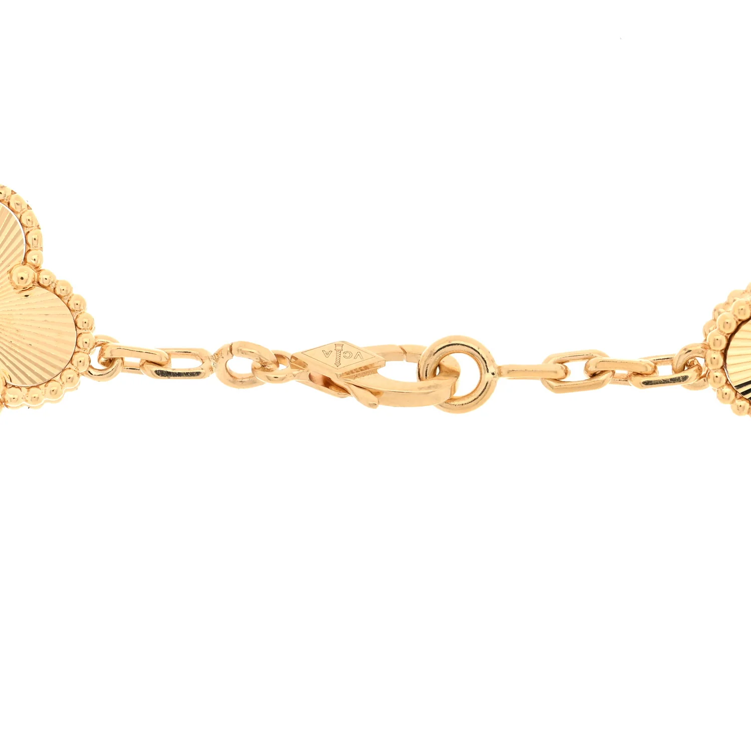 18K Yellow Gold 10 Motifs Guilloche Vintage Alhambra Necklace - Image 4