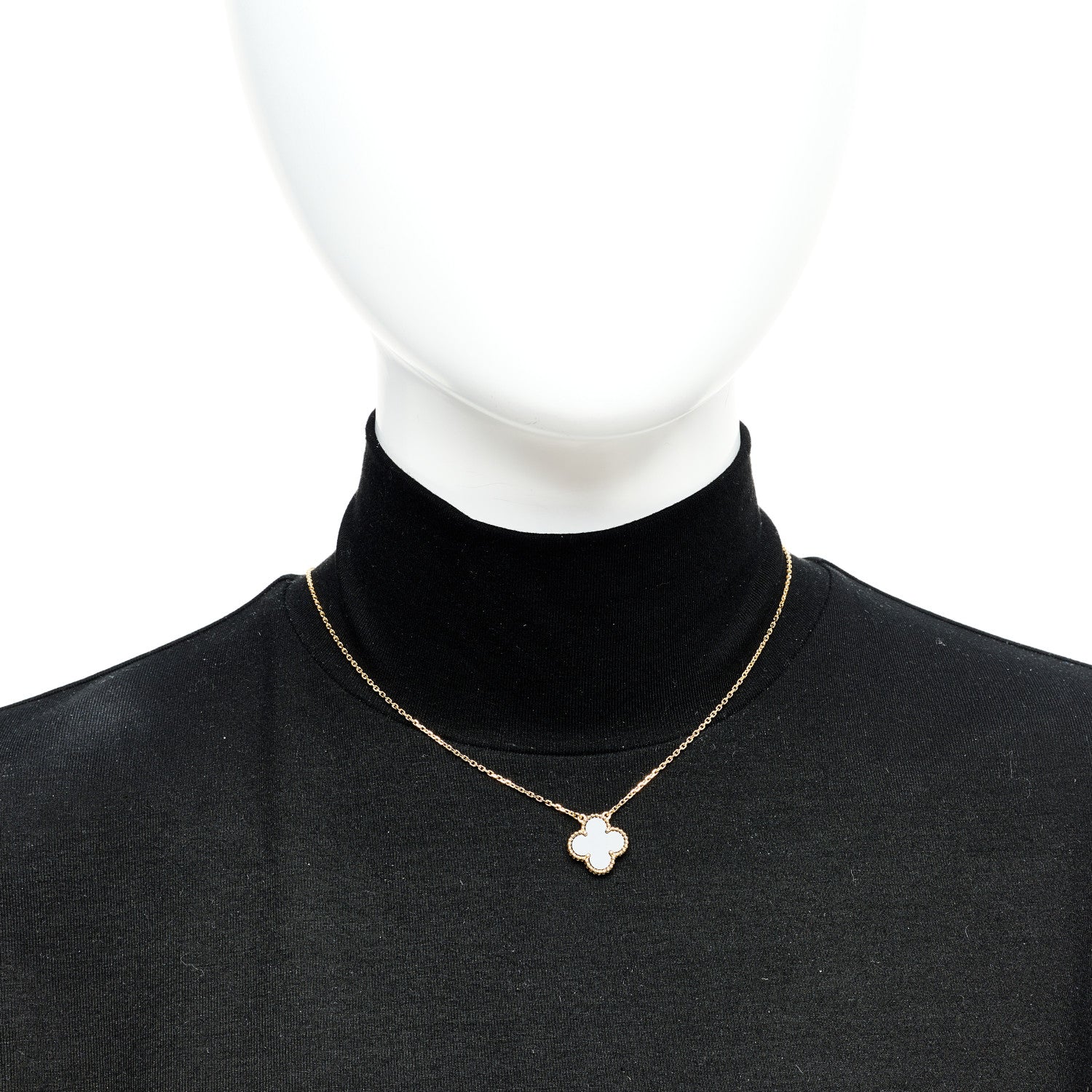 18K Yellow Gold Black Onyx Vintage Alhambra Pendant Necklace - Image 2