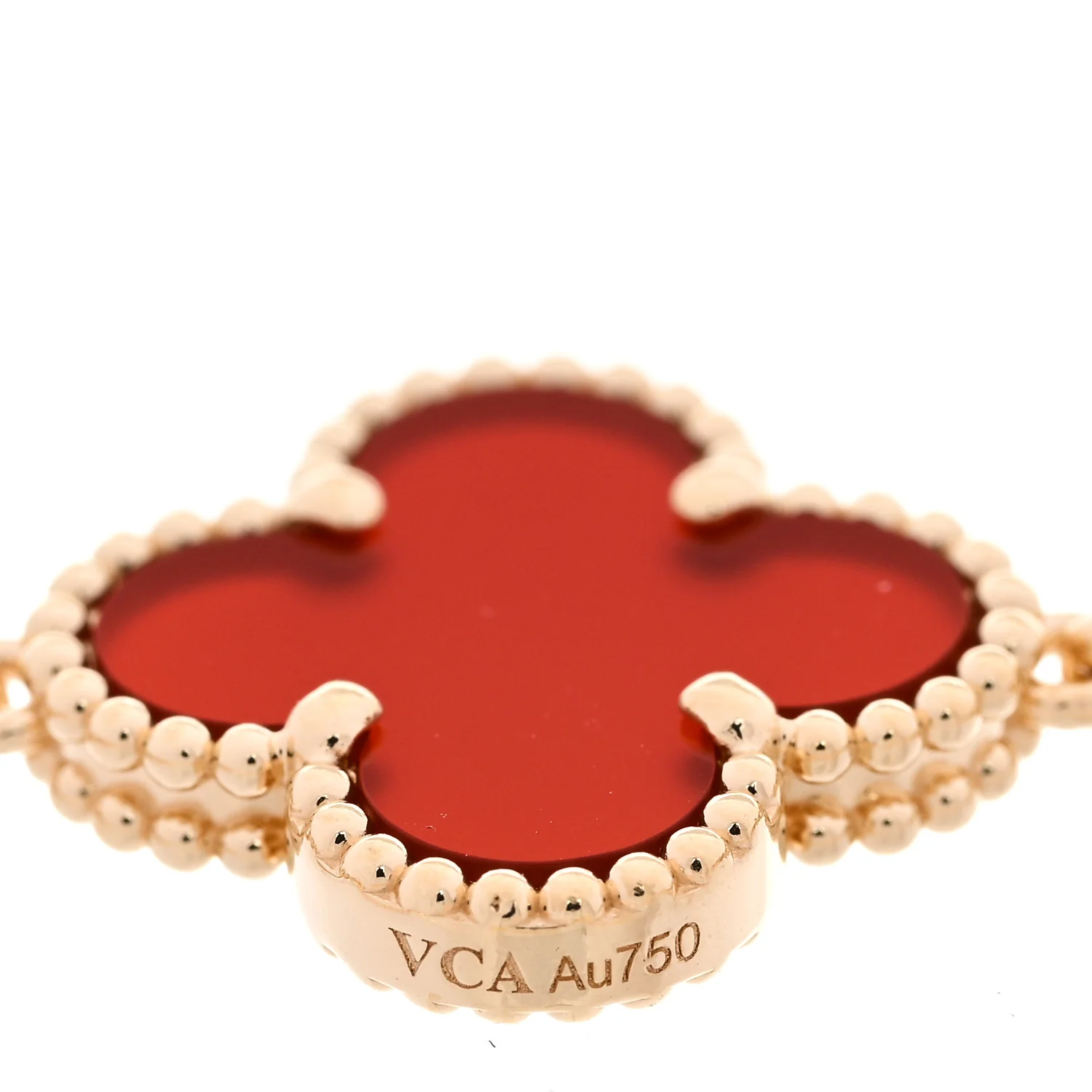 18K Yellow Gold Carnelian 5 Motifs Vintage Alhambra Bracelet - Image 5