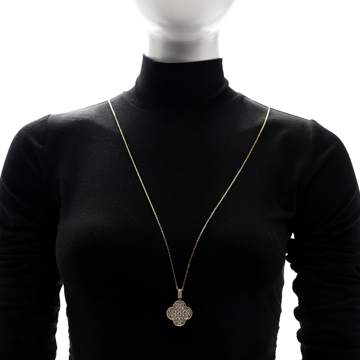 18K Yellow Gold Diamond Magic Alhambra Long Necklace - Image 2