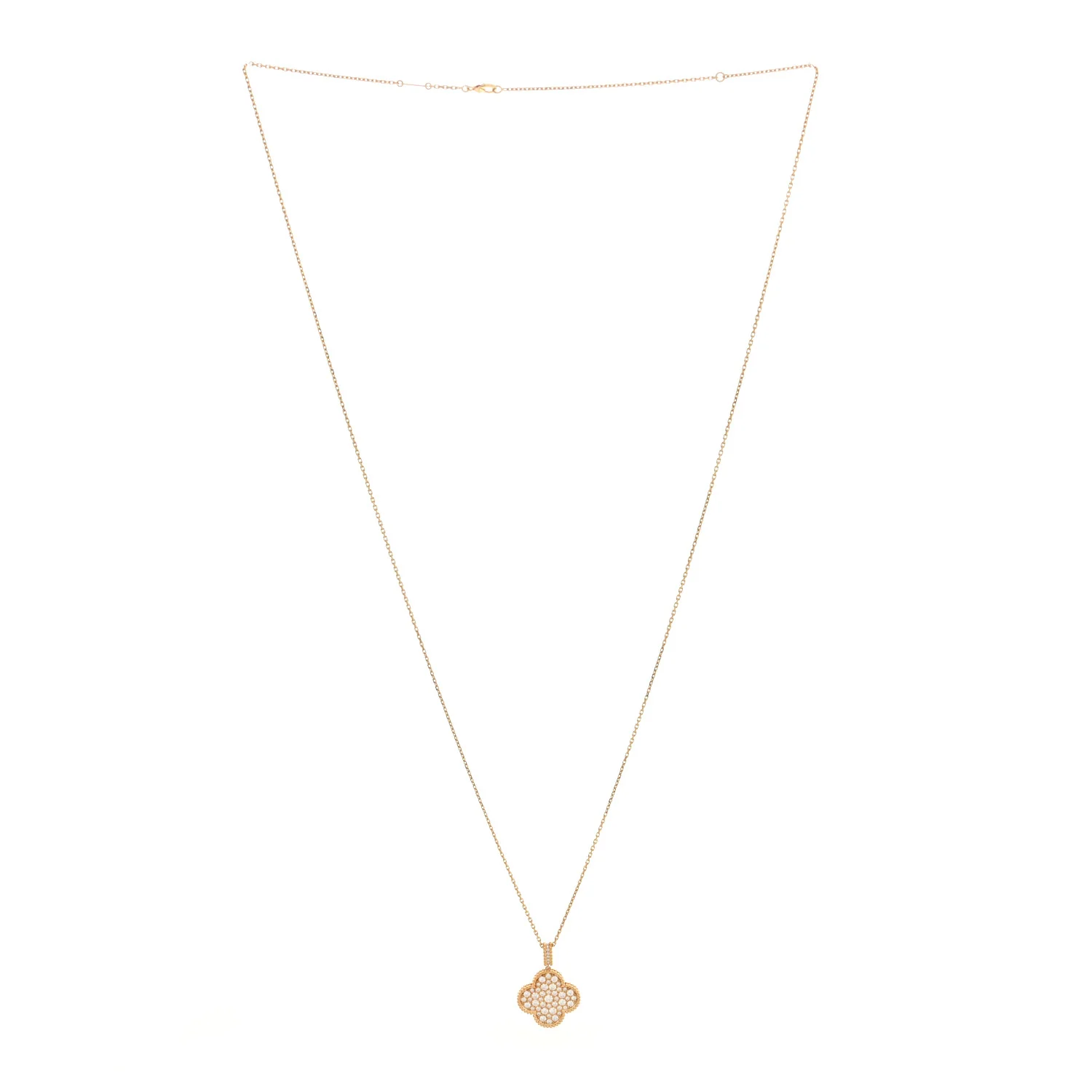 18K Yellow Gold Diamond Magic Alhambra Long Necklace - Image 3