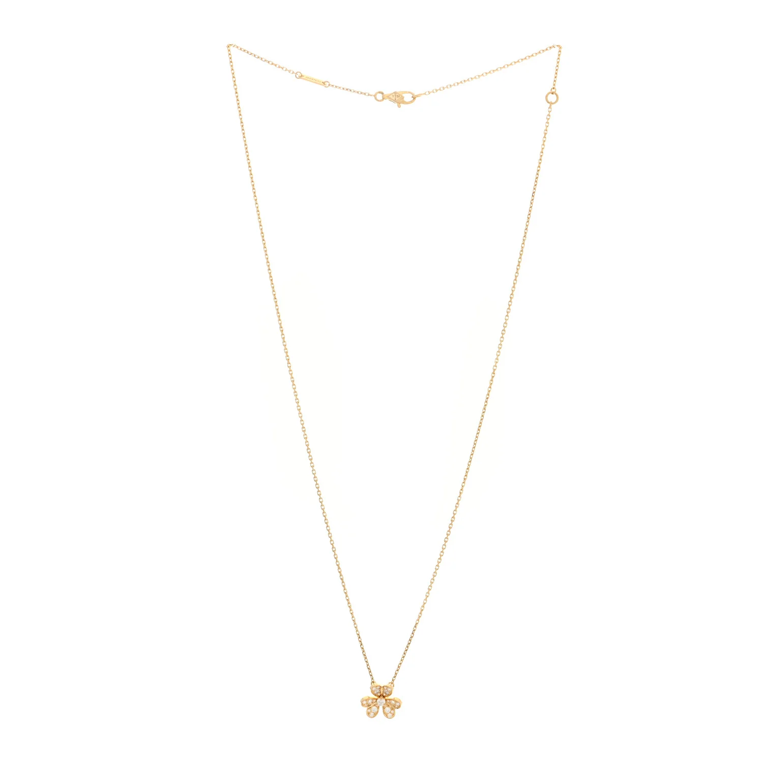 18K Yellow Gold Diamond Mini Frivole Pendant Pave Necklace - Image 3