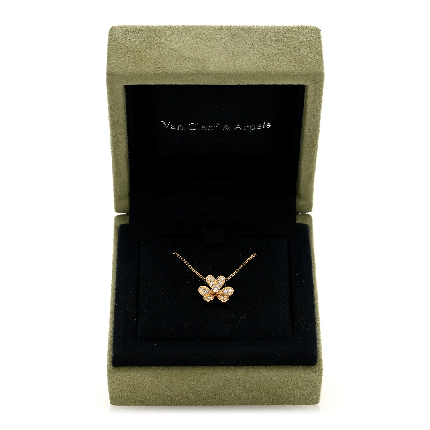 18K Yellow Gold Diamond Mini Frivole Pendant Pave Necklace - Image 5