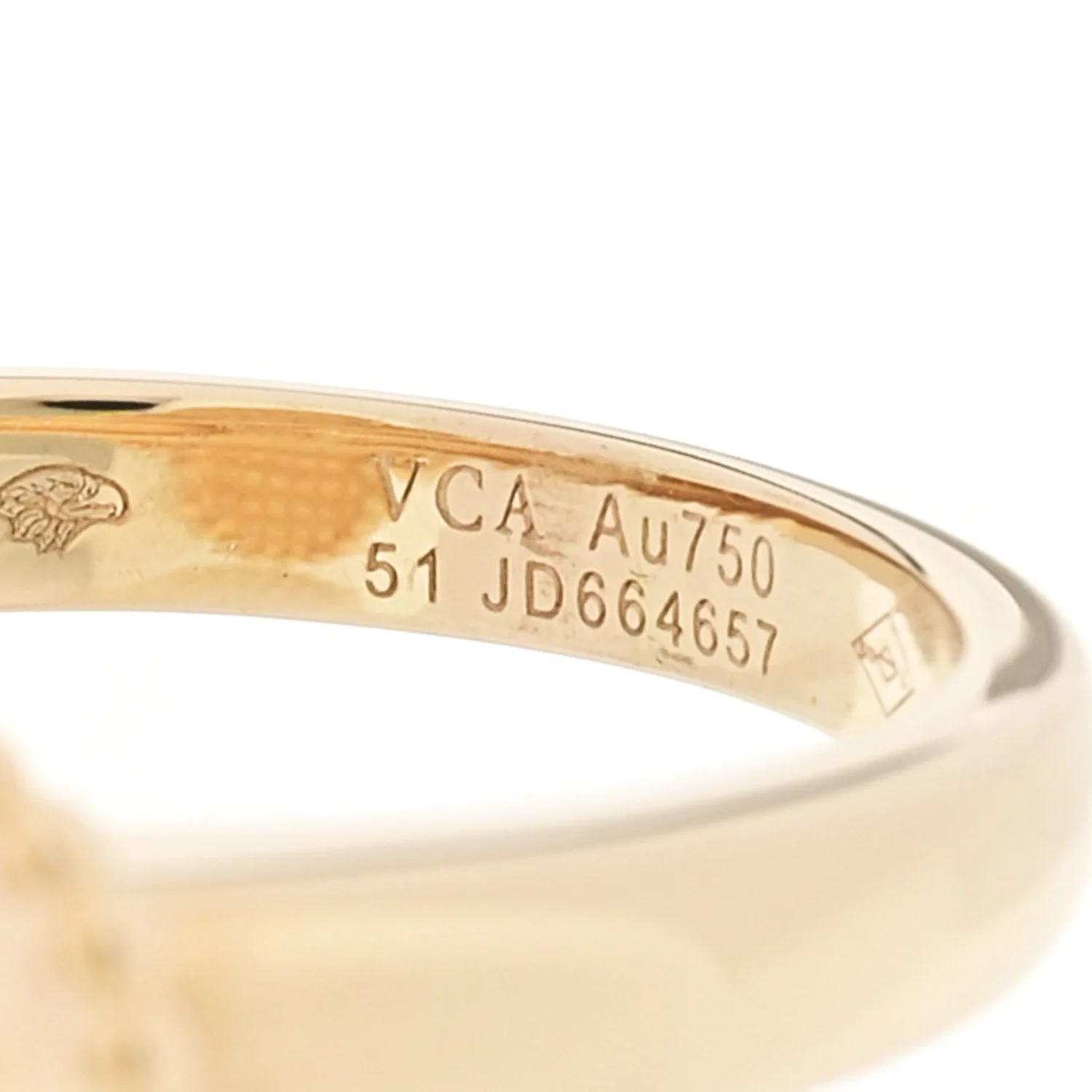 18K Yellow Gold Diamond Mother of Pearl Vintage Alhambra Ring 51 5.75 - Image 4