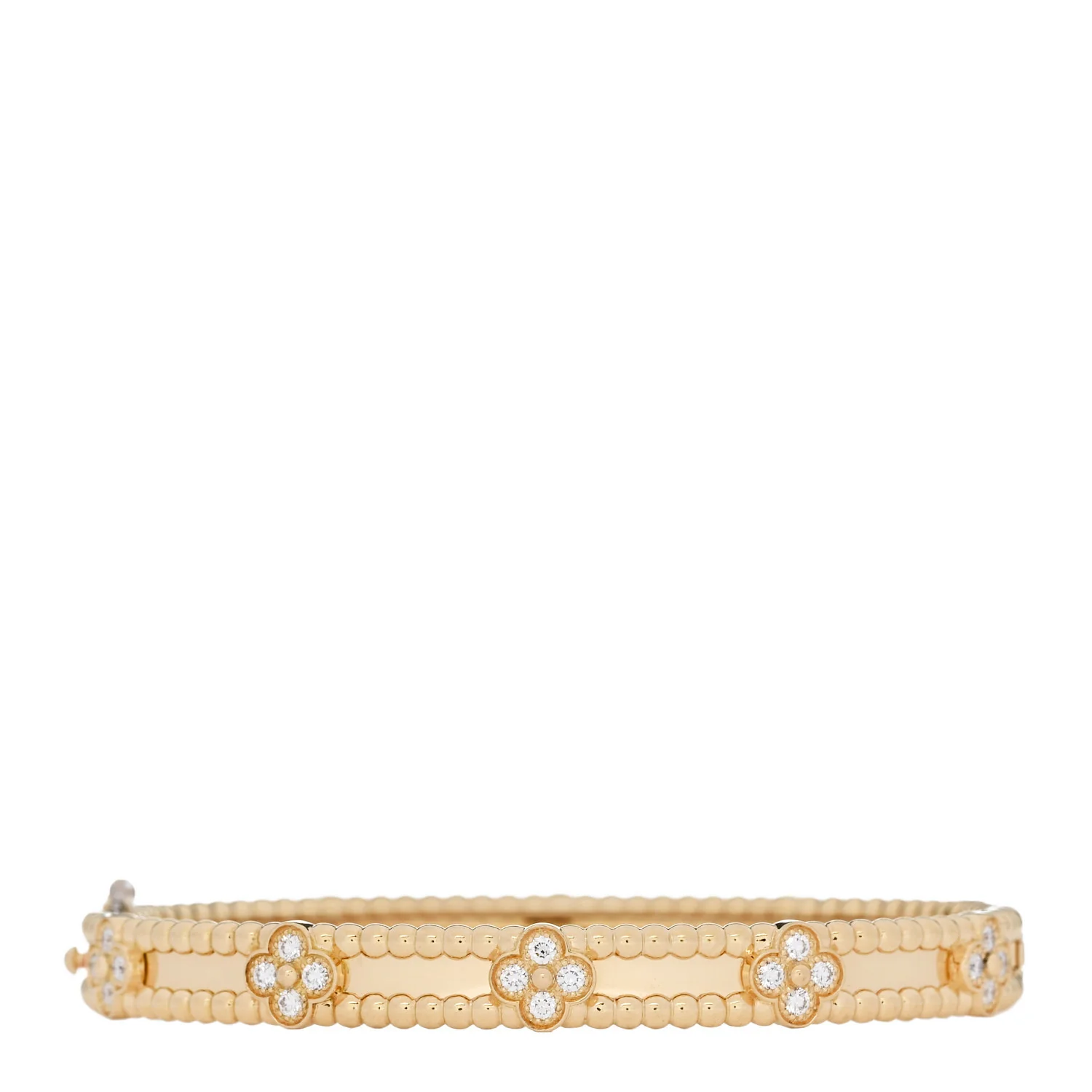 18K Yellow Gold Diamond Perlee Sweet Clovers Bracelet XS
