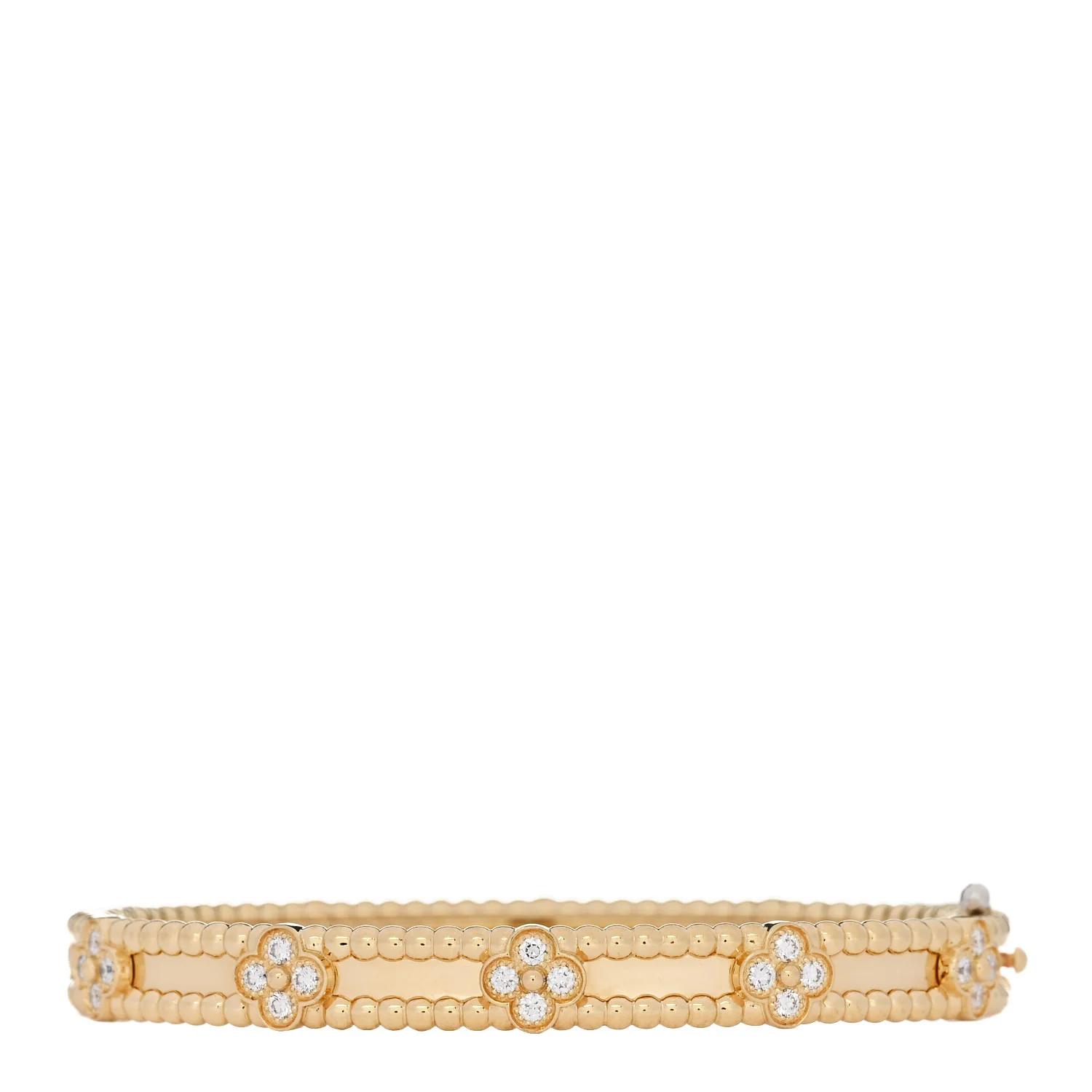 18K Yellow Gold Diamond Perlee Sweet Clovers Bracelet XS - Image 2