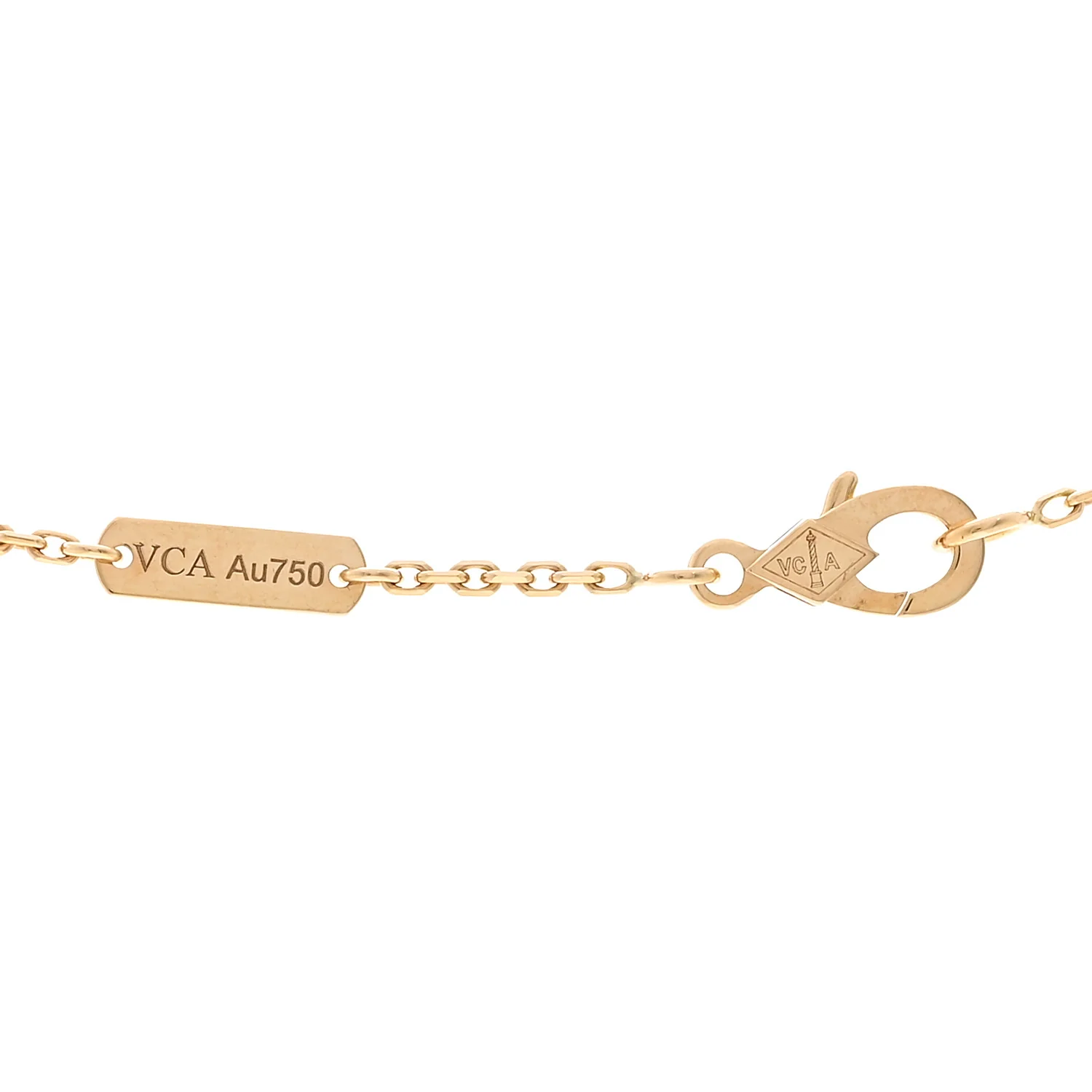 18K Yellow Gold Diamond Vintage Alhambra Pendant Necklace - Image 4