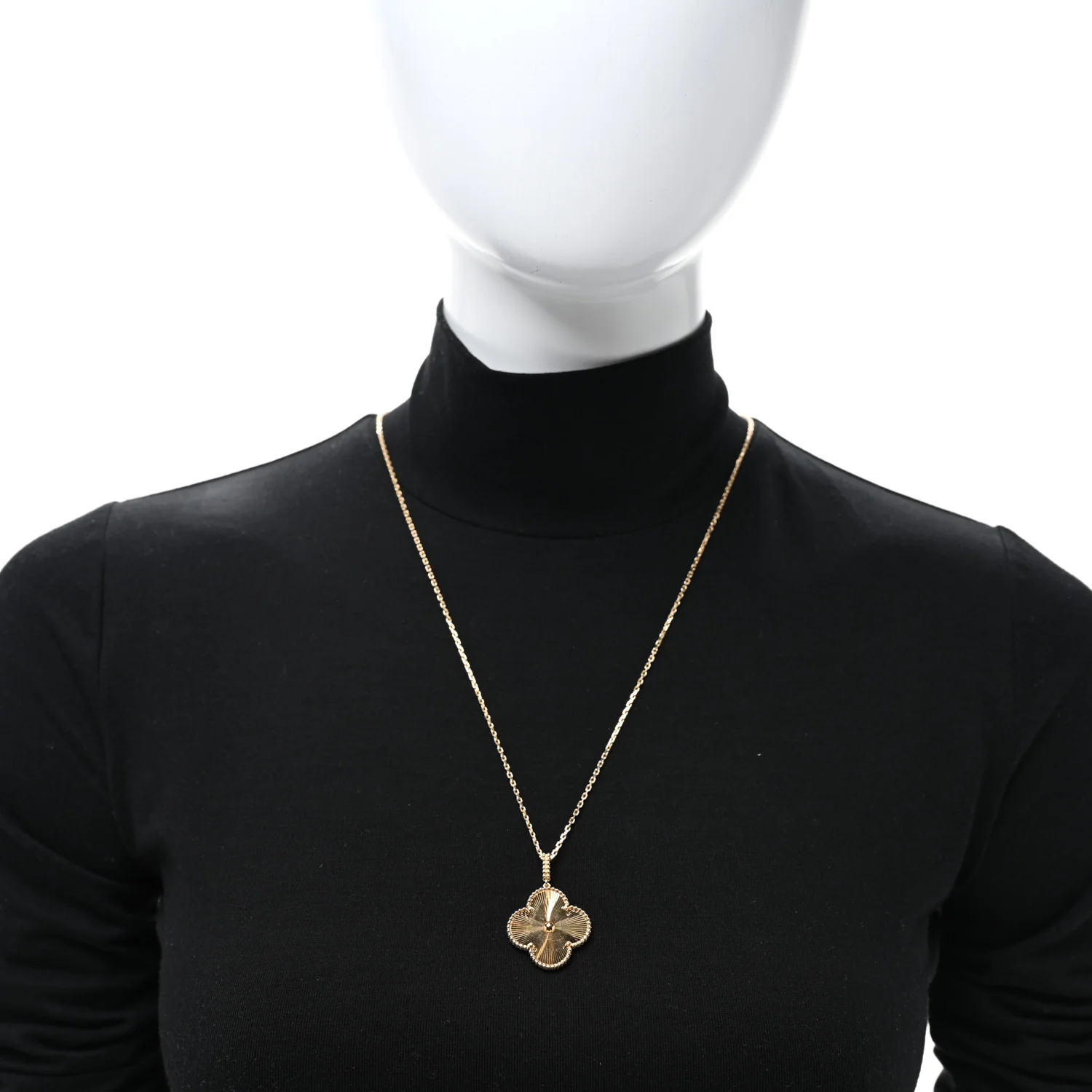18K Yellow Gold Guilloche Magic Alhambra Long Necklace - Image 2