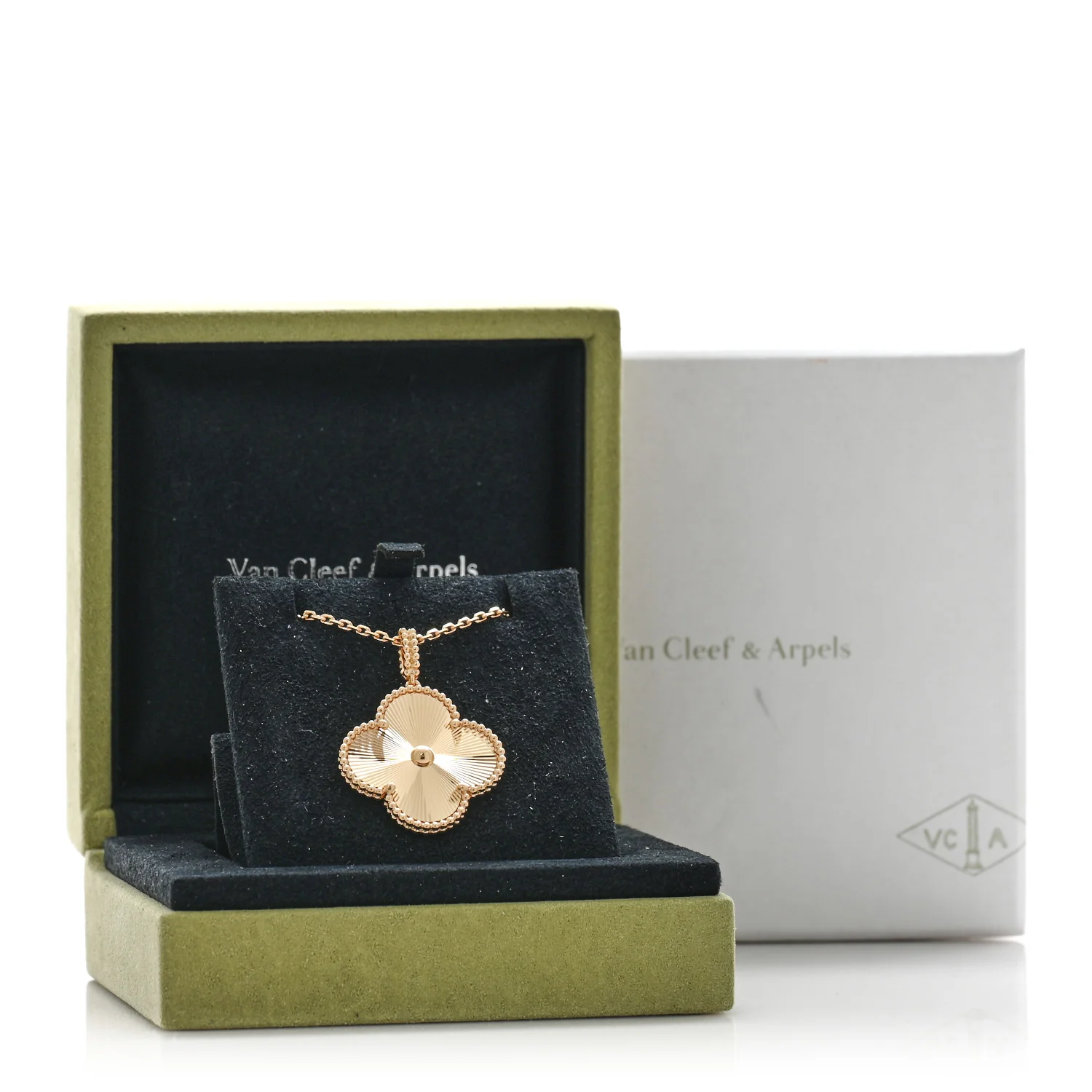 18K Yellow Gold Guilloche Magic Alhambra Long Necklace - Image 5
