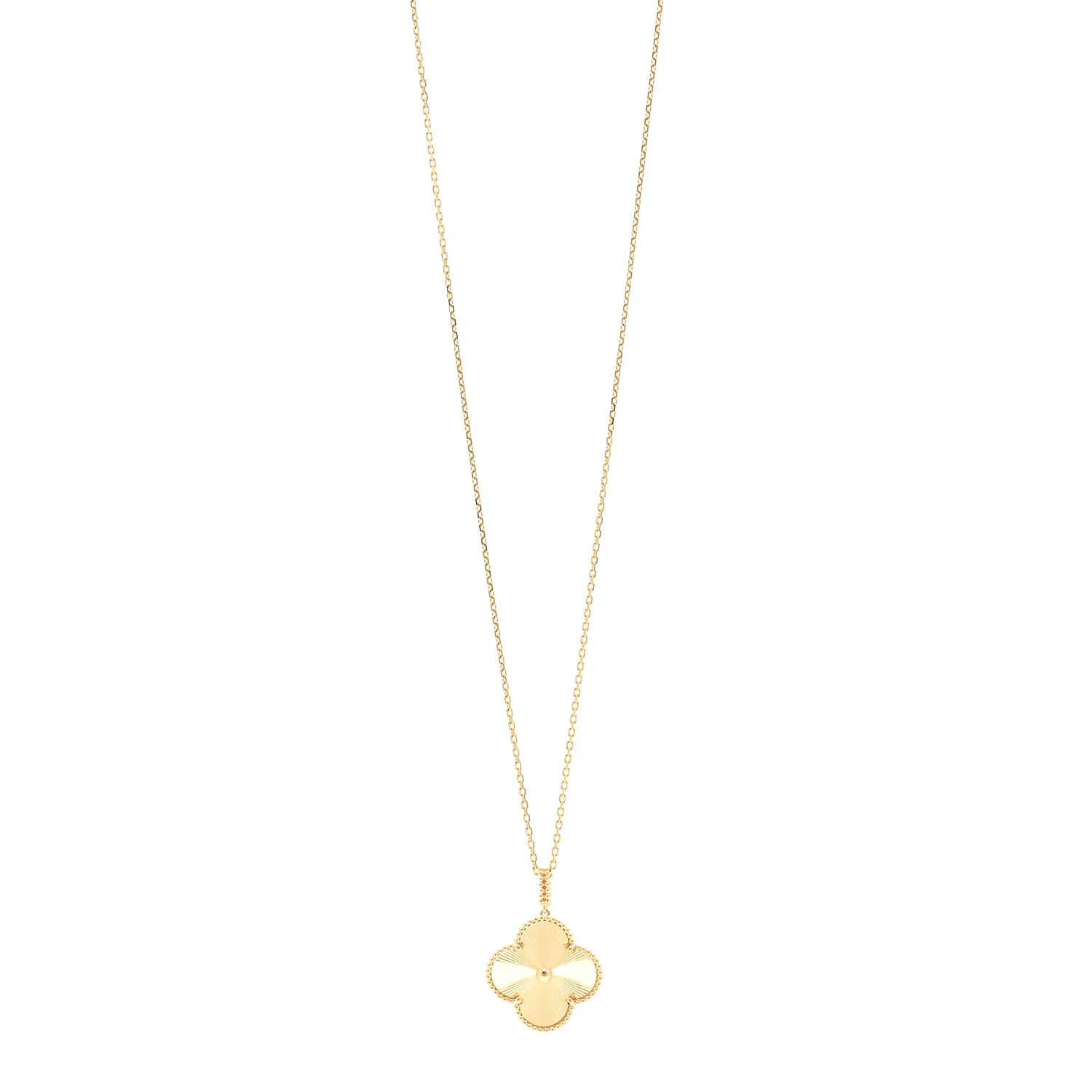 18K Yellow Gold Guilloche Magic Alhambra Long Necklace