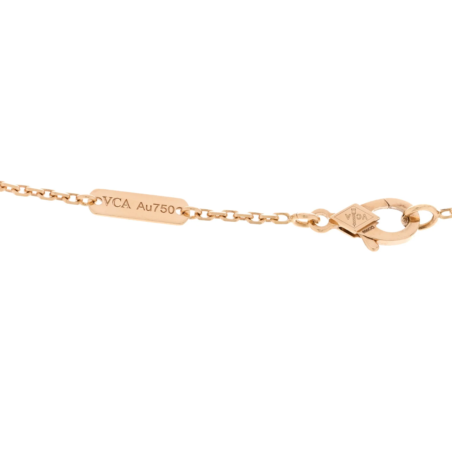 18K Yellow Gold Guilloche Vintage Alhambra Pendant Necklace - Image 4