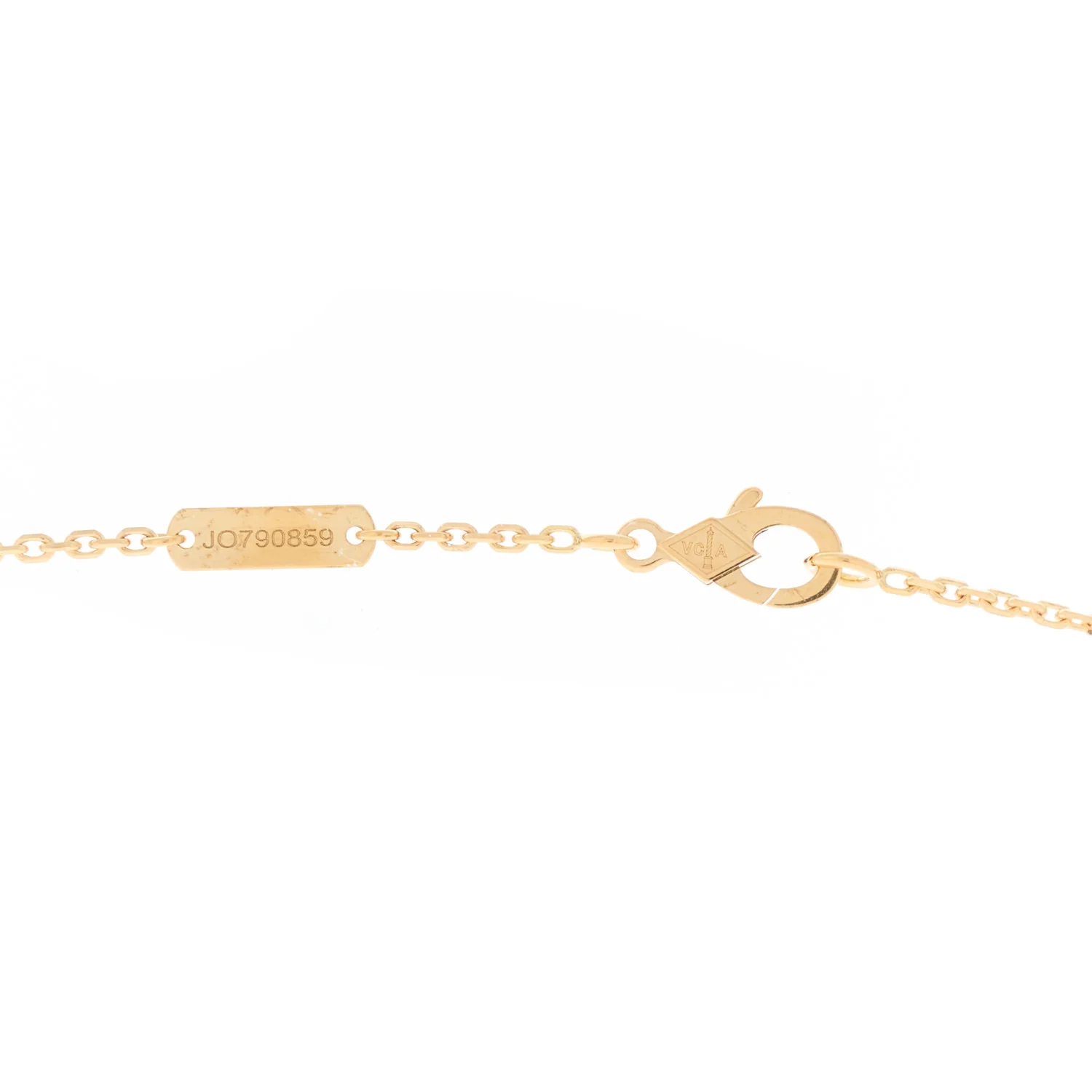 18K Yellow Gold Guilloche Vintage Alhambra Pendant Necklace - Image 4