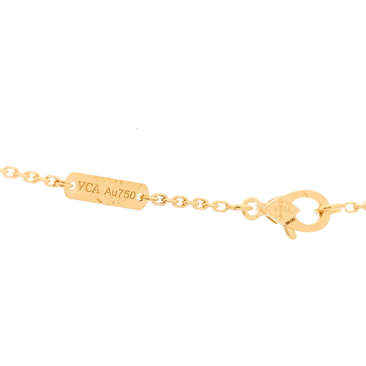 18K Yellow Gold Guilloche Vintage Alhambra Pendant Necklace - Image 5