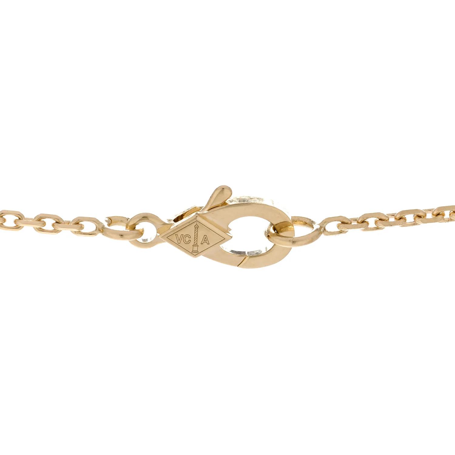 18K Yellow Gold Guilloche Vintage Alhambra Pendant Necklace - Image 4
