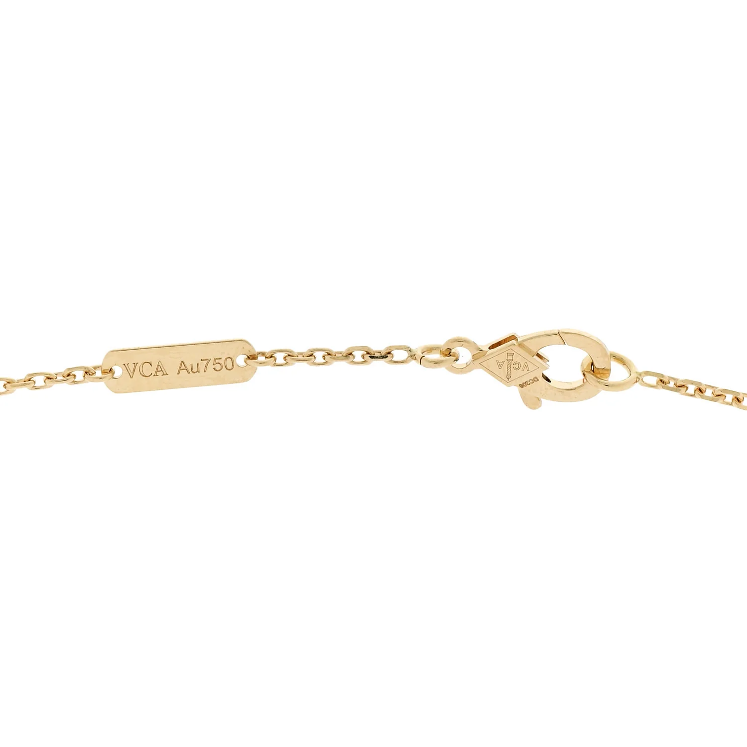 18K Yellow Gold Guilloche Vintage Alhambra Pendant Necklace - Image 5
