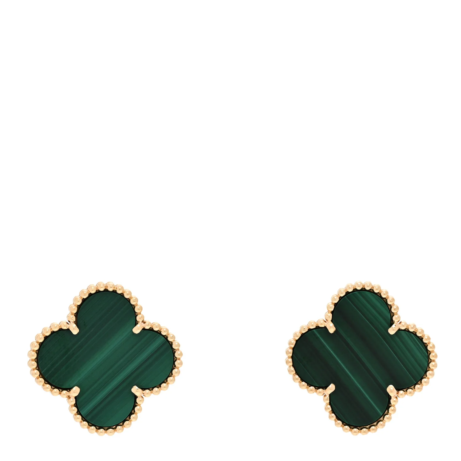 18K Yellow Gold Malachite Magic Alhambra Earrings