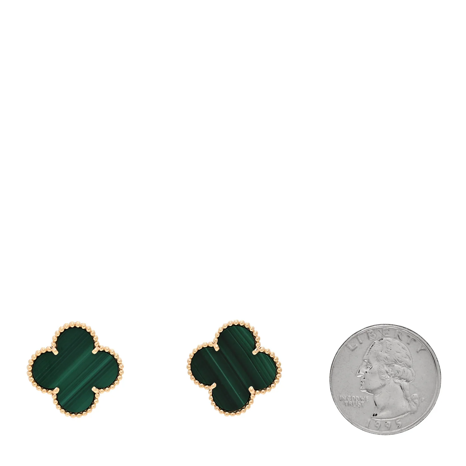 18K Yellow Gold Malachite Magic Alhambra Earrings - Image 2