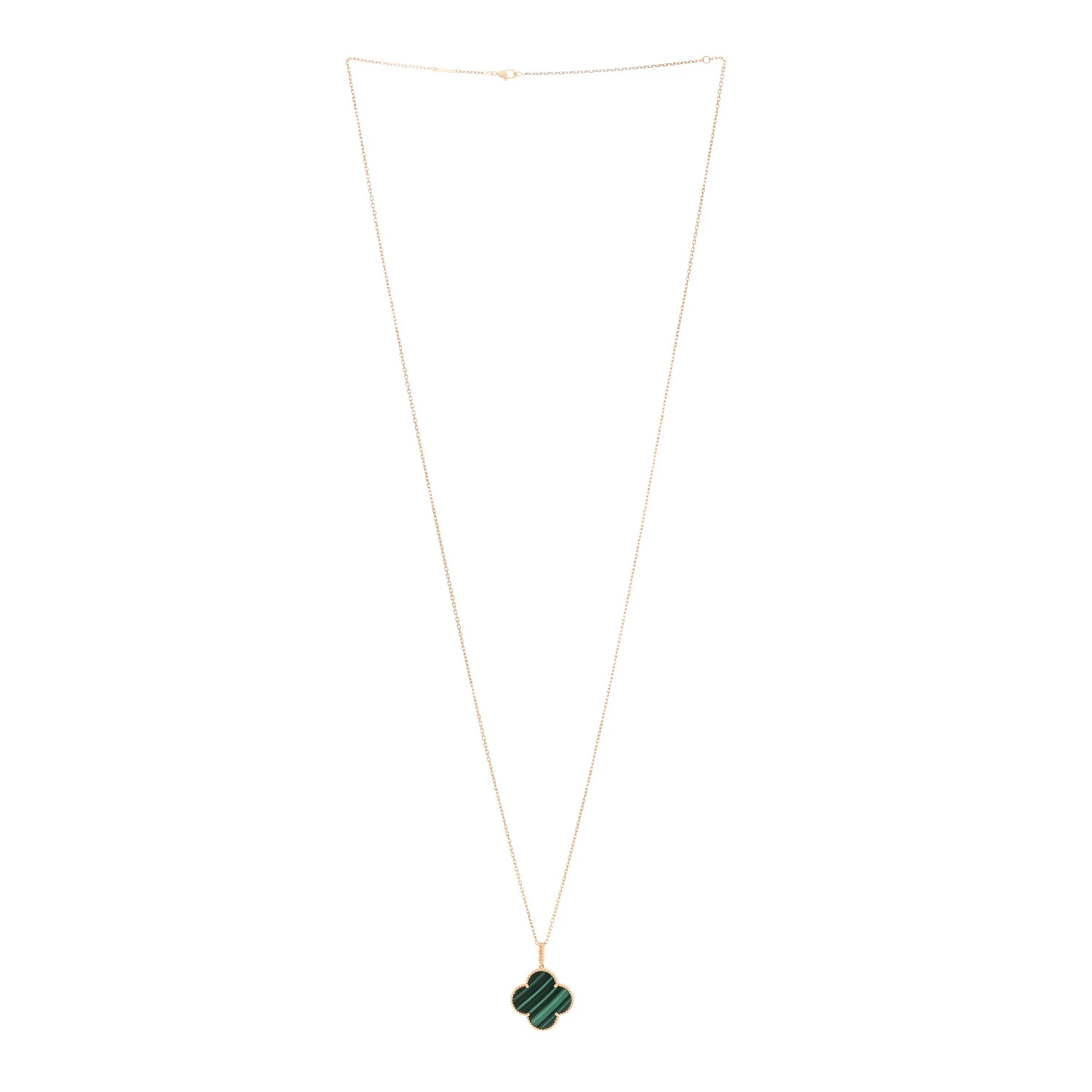 18K Yellow Gold Malachite Magic Alhambra Pendant Necklace - Image 3