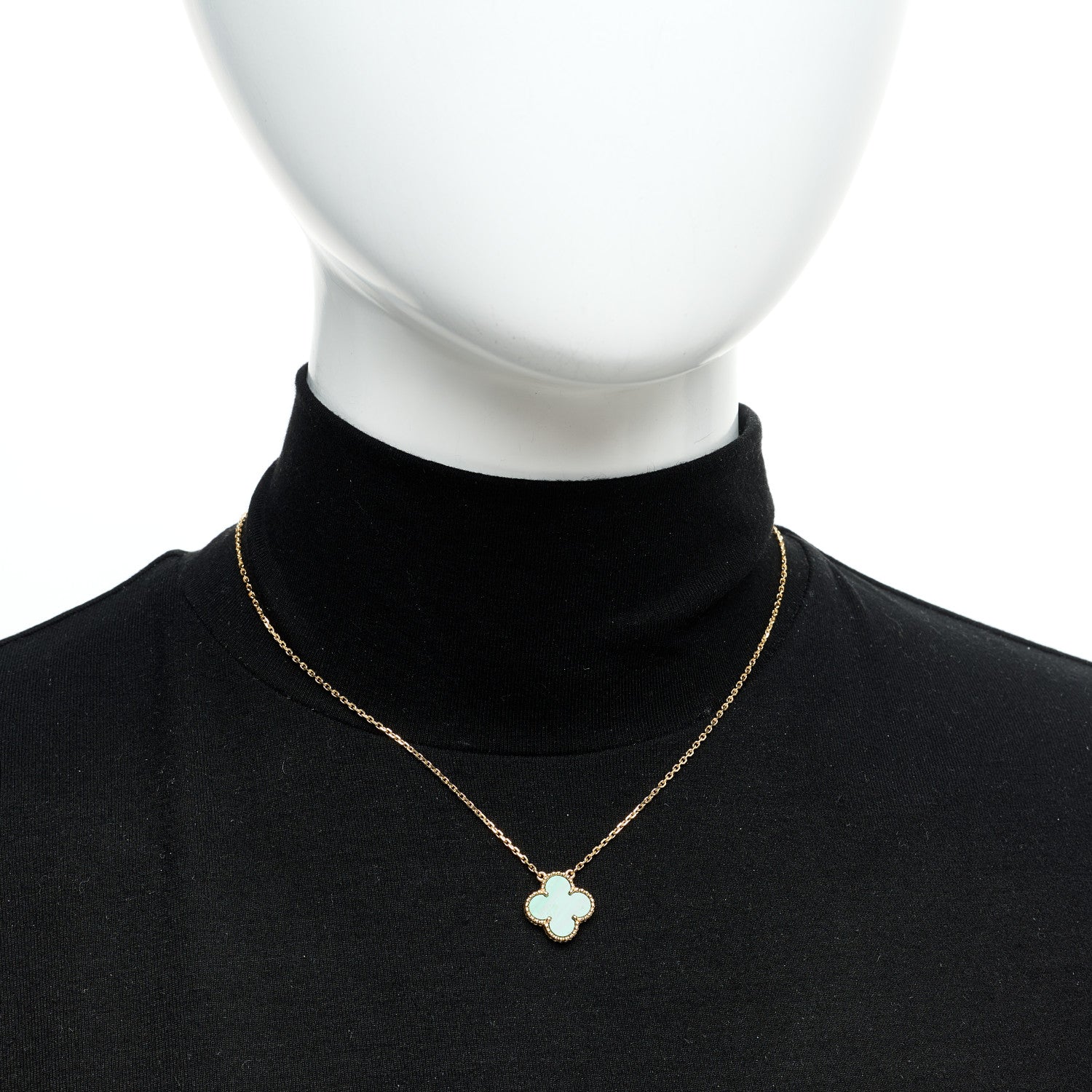 18K Yellow Gold Malachite Vintage Alhambra Pendant Necklace - Image 2