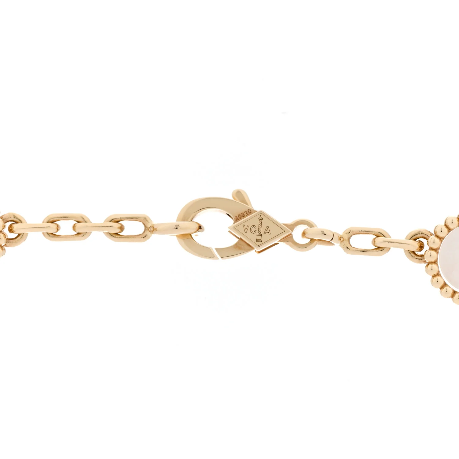 18K Yellow Gold Mother of Pearl 10 Motifs Vintage Alhambra Necklace - Image 4