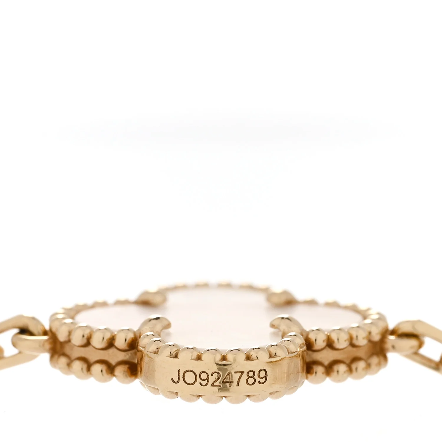 18K Yellow Gold Mother of Pearl 10 Motifs Vintage Alhambra Necklace - Image 6