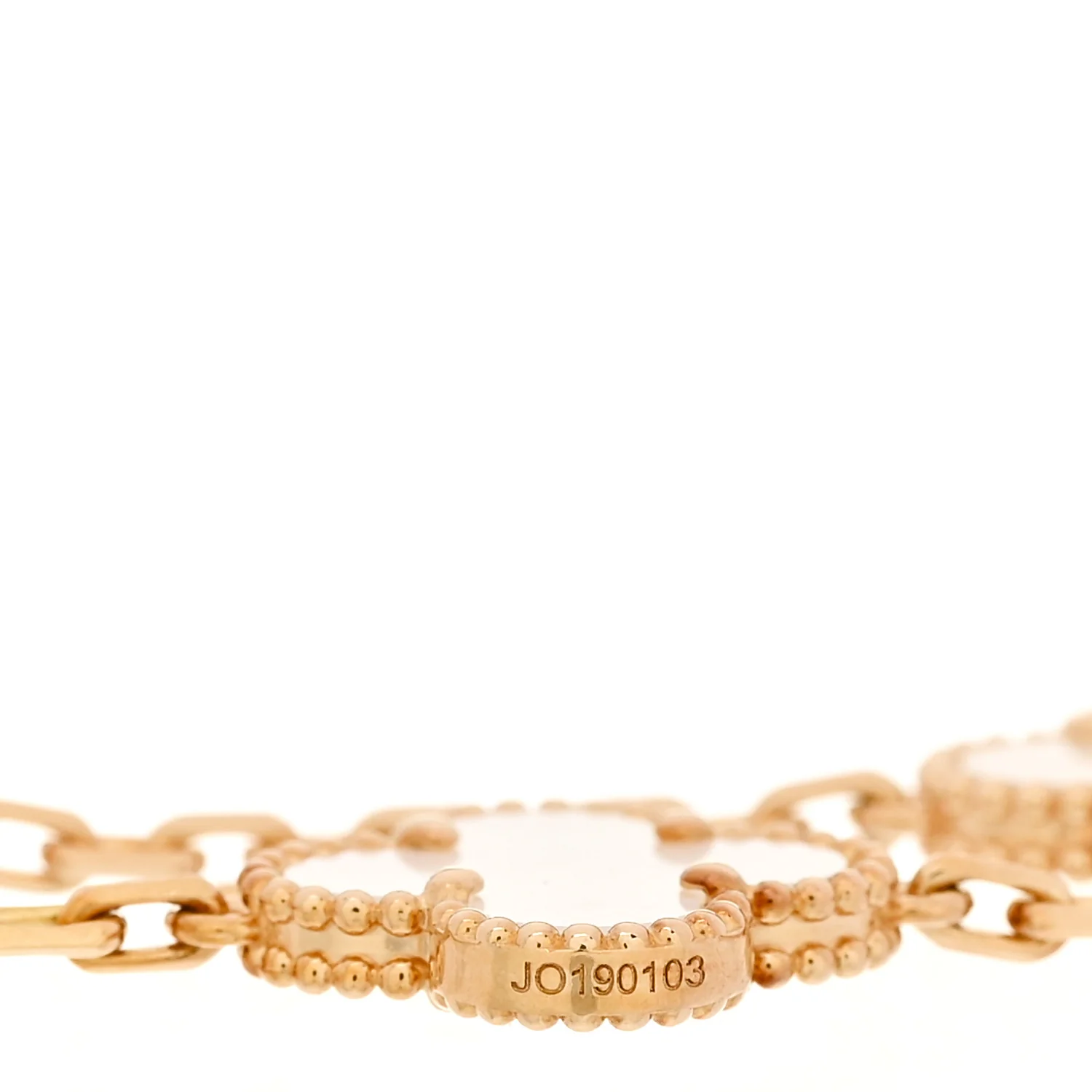 18K Yellow Gold Mother of Pearl 5 Motifs Vintage Alhambra Bracelet - Image 3