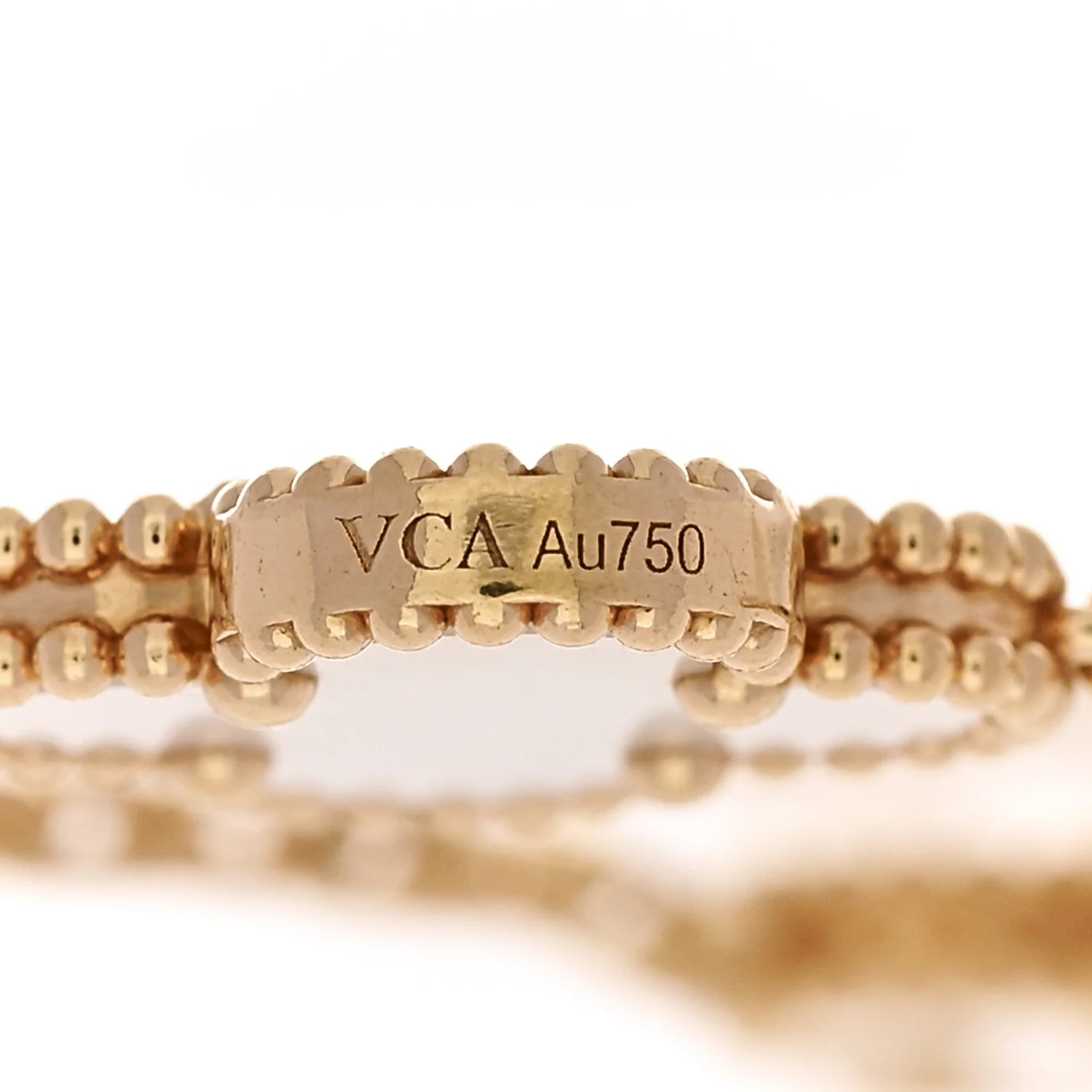 18K Yellow Gold Mother of Pearl 5 Motifs Vintage Alhambra Bracelet - Image 3