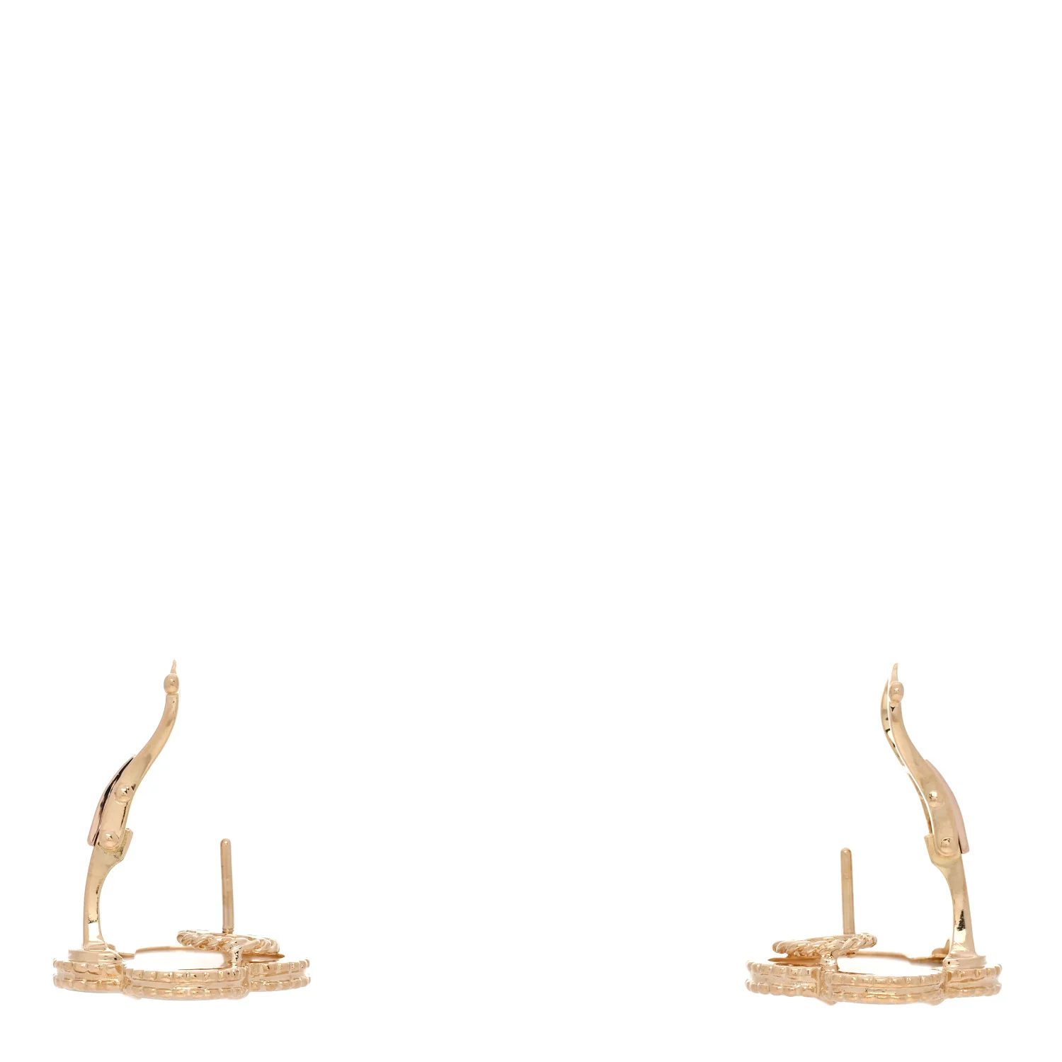 18K Yellow Gold Mother of Pearl Magic Alhambra Earrings - Image 3