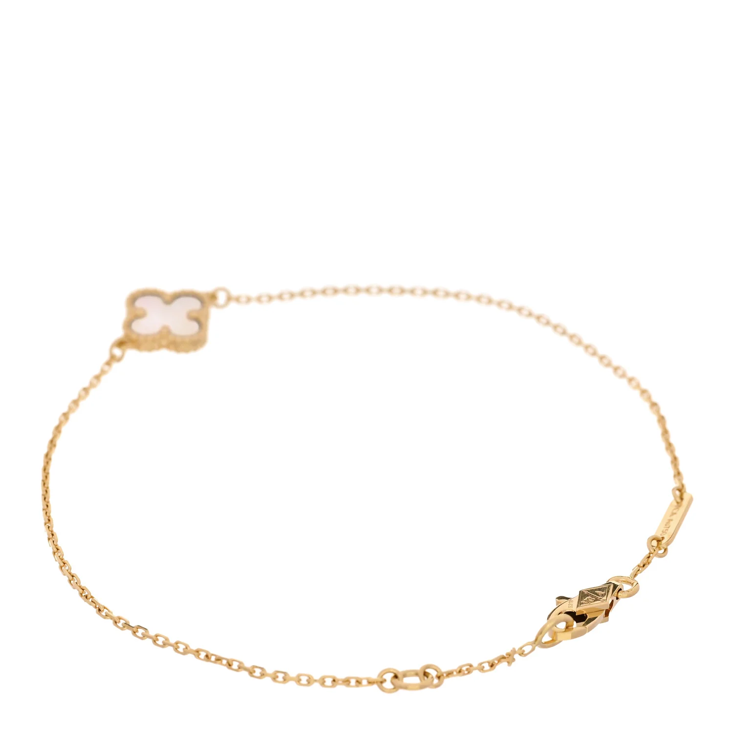 18K Yellow Gold Mother of Pearl Sweet Alhambra Bracelet - Image 2