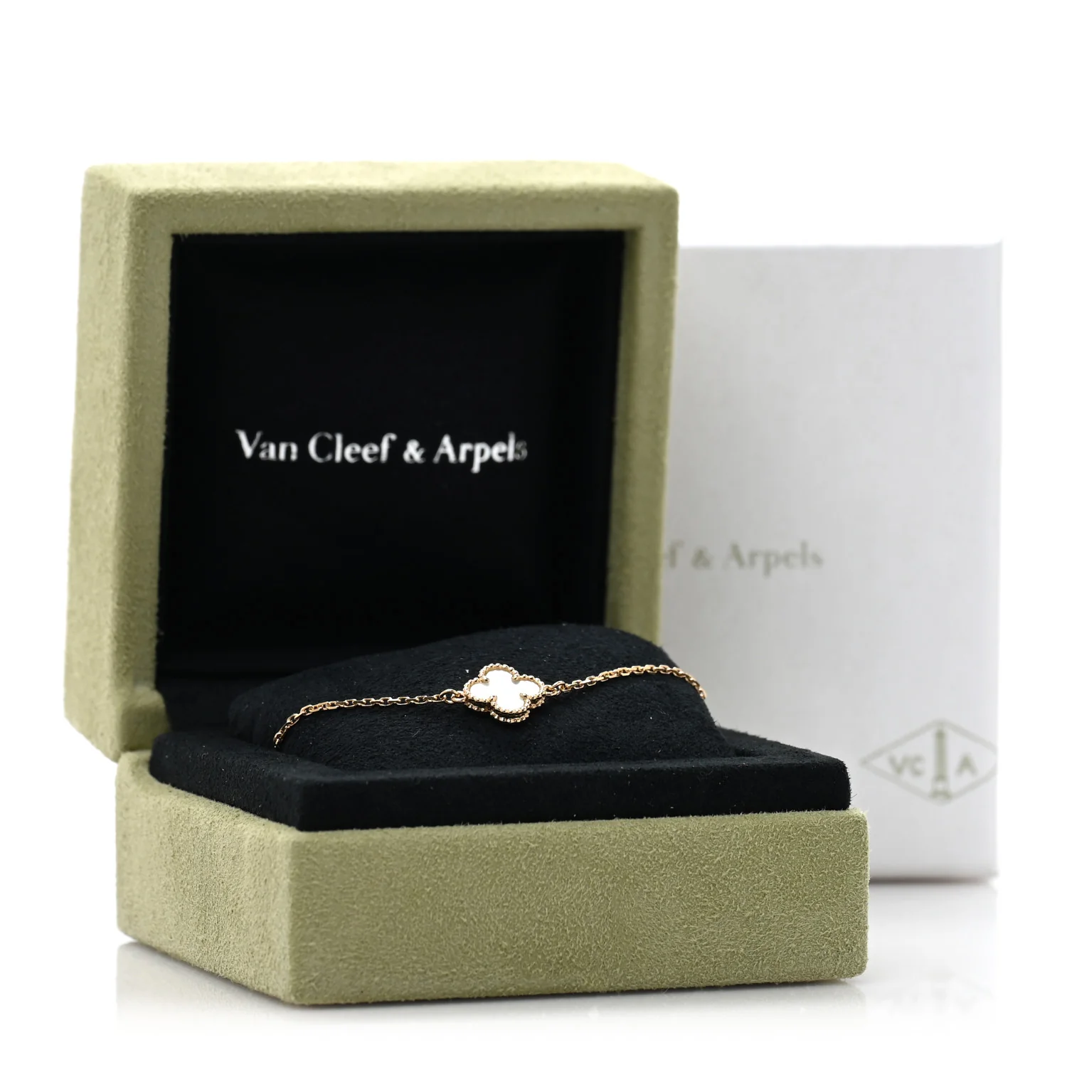 18K Yellow Gold Mother of Pearl Sweet Alhambra Bracelet - Image 4