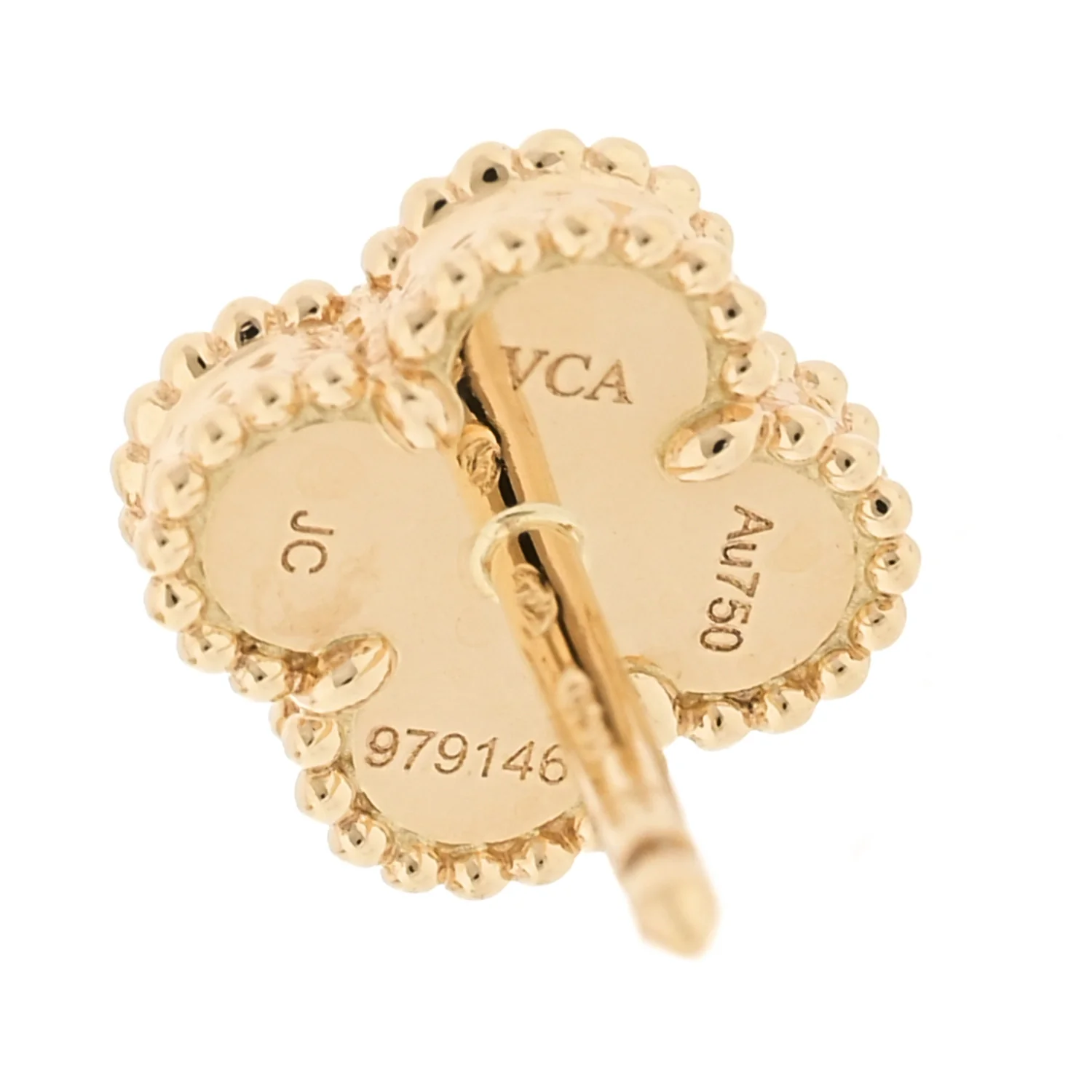 18K Yellow Gold Mother of Pearl Sweet Alhambra Earrings - Image 4