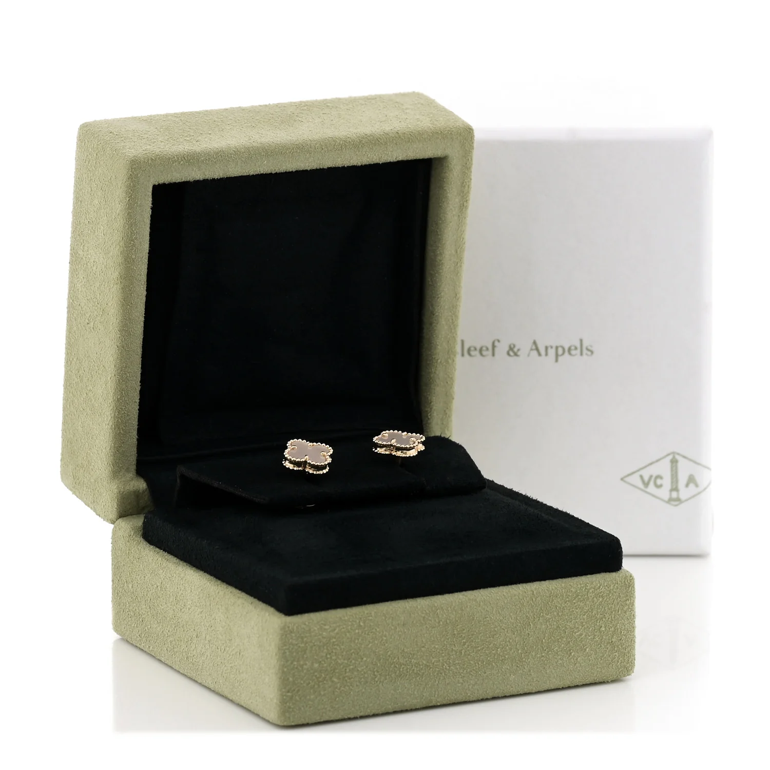 18K Yellow Gold Mother of Pearl Sweet Alhambra Earrings - Image 5