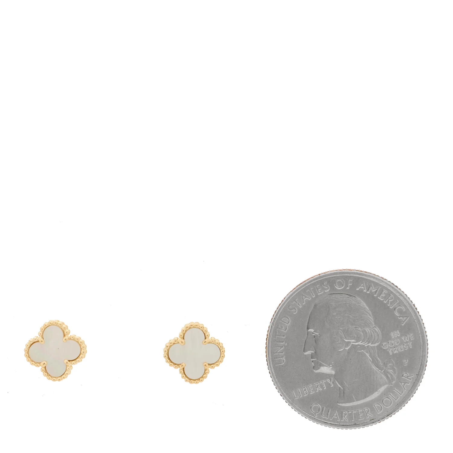 18K Yellow Gold Mother of Pearl Sweet Alhambra Earrings - Image 2